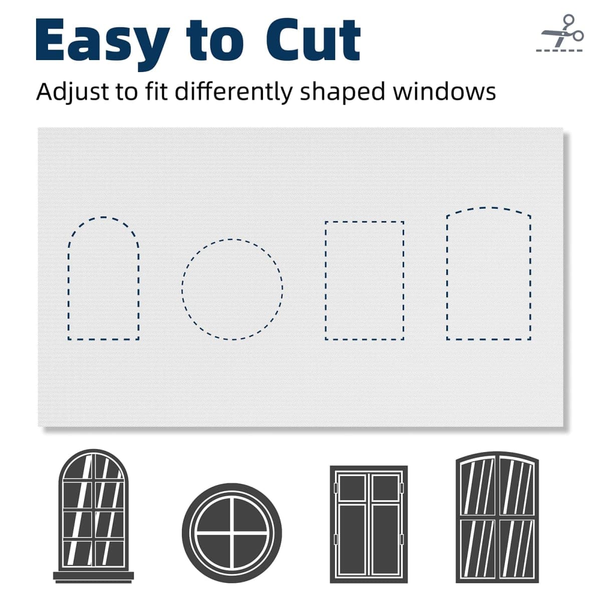 NIGHTON Portable Blackout Curtains 71"×59", Strong Hook and Loop Tape Strips with Adhesive, Cuttable Blackout Window Cover, 100% Black Out Material Blinds for Baby Nursery or Travel - White - 10 thumbnail 5