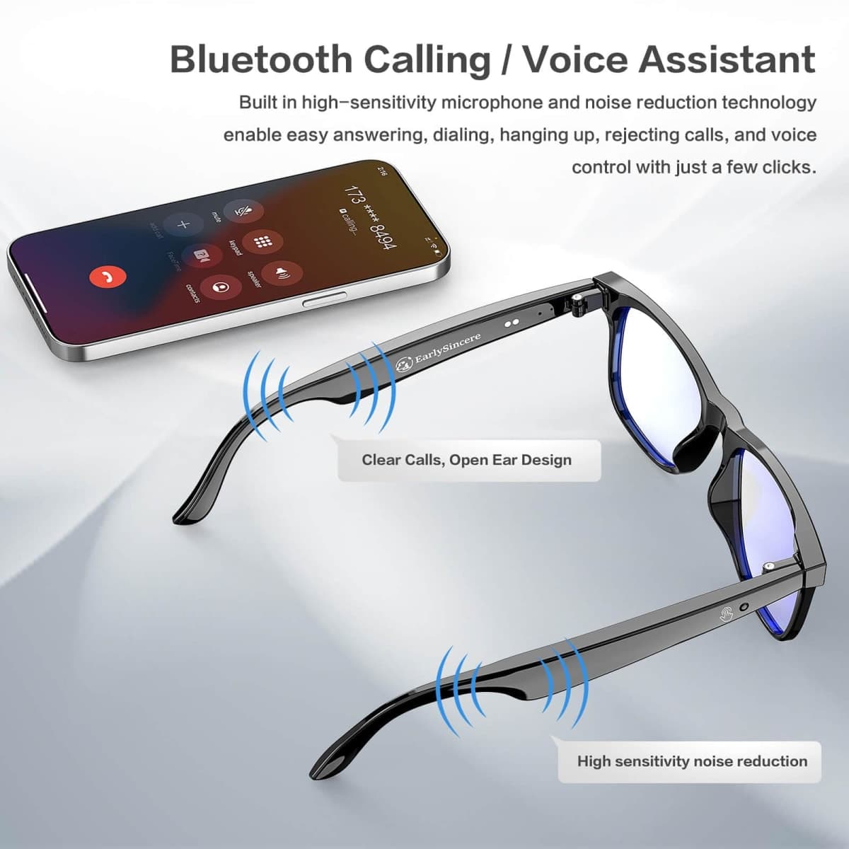 EarlySincere AI Translation smart Glasses with Chat GPT Bluetooth for Men and Women 163 Language Changing Lenses transpare thumbnail 3