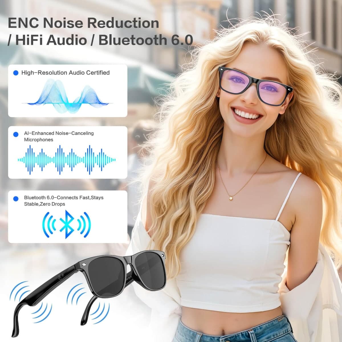EarlySincere AI Translation smart Glasses with Chat GPT Bluetooth for Men and Women 163 Language Changing Lenses transpare thumbnail 5