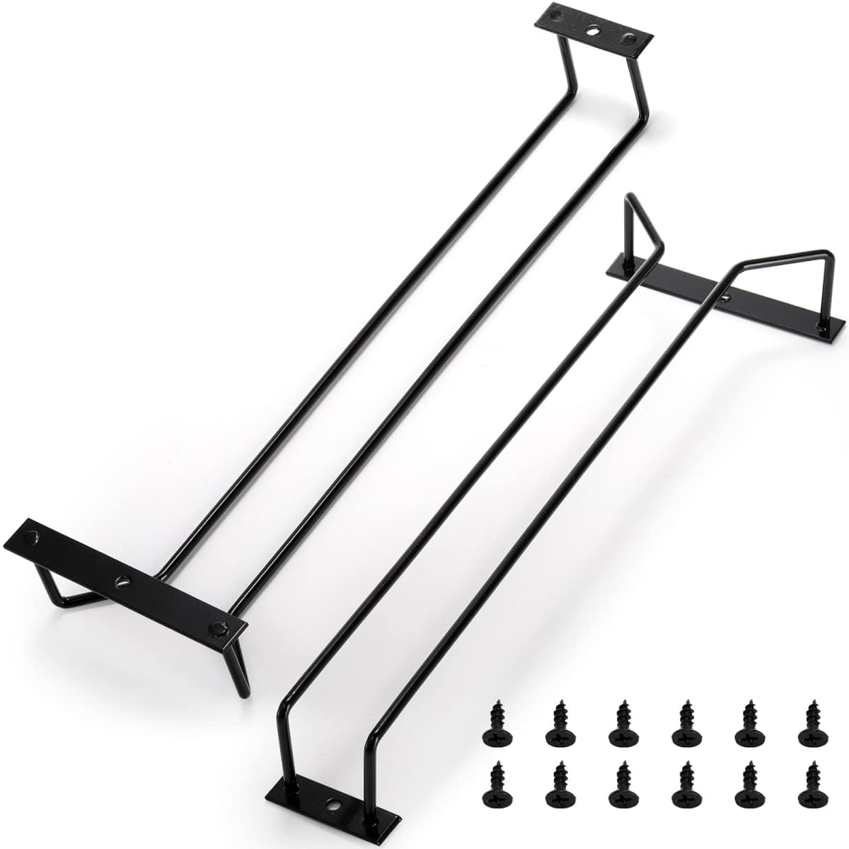 Dicunoy 6 Pack Wine Glass Rack, 14 Inch Black Under Cabinet Wine Glass Holder, Stemware Rack Holder, Iron Glasses Under Shelf Storage Hanger, Glasses Hanging Rack, Stemware Holder for Shelf, Bar thumbnail 3