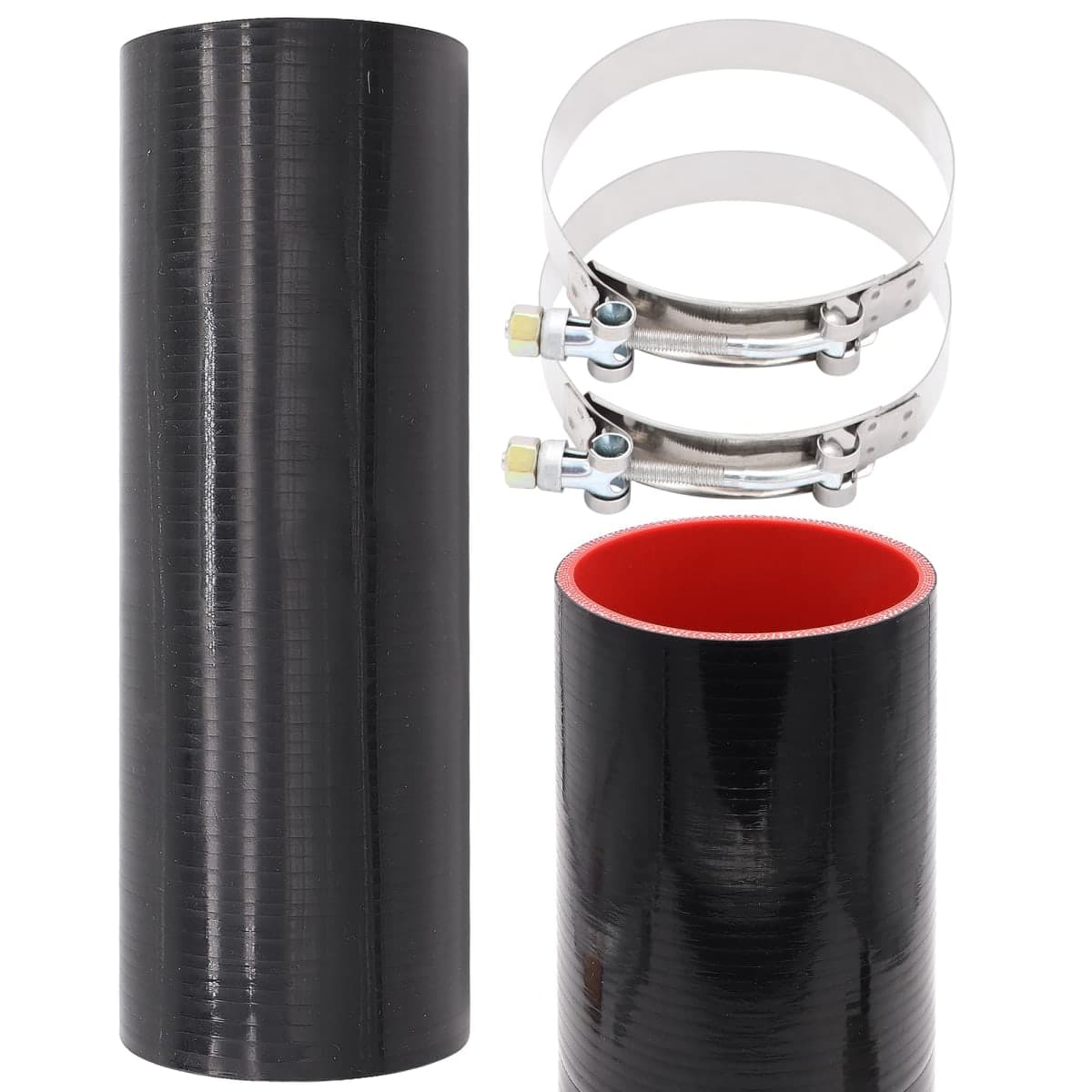 Taigoehua ID 4inch 4-Ply Straight Coupler Silicone Hose 5mm thickness 12inch Length with 2*Stainless Steel T-clamps (4inch(102mm)) — image 1