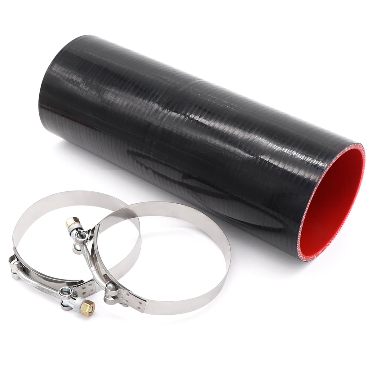 Taigoehua ID 4inch 4-Ply Straight Coupler Silicone Hose 5mm thickness 12inch Length with 2*Stainless Steel T-clamps (4inch(102mm)) thumbnail 2
