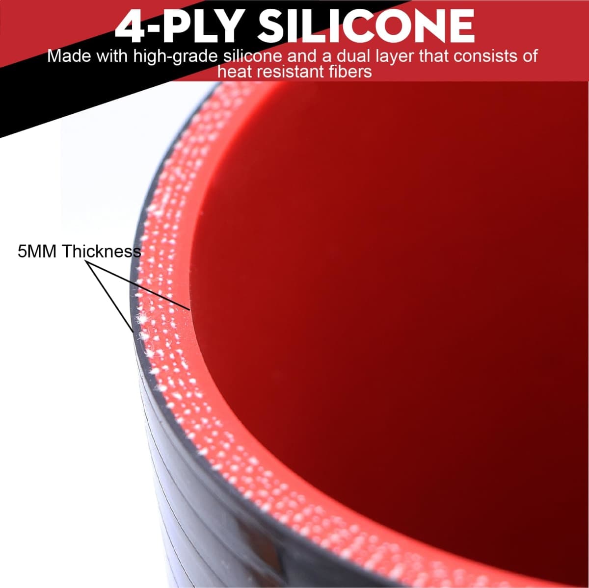 Taigoehua ID 4inch 4-Ply Straight Coupler Silicone Hose 5mm thickness 12inch Length with 2*Stainless Steel T-clamps (4inch(102mm)) thumbnail 4