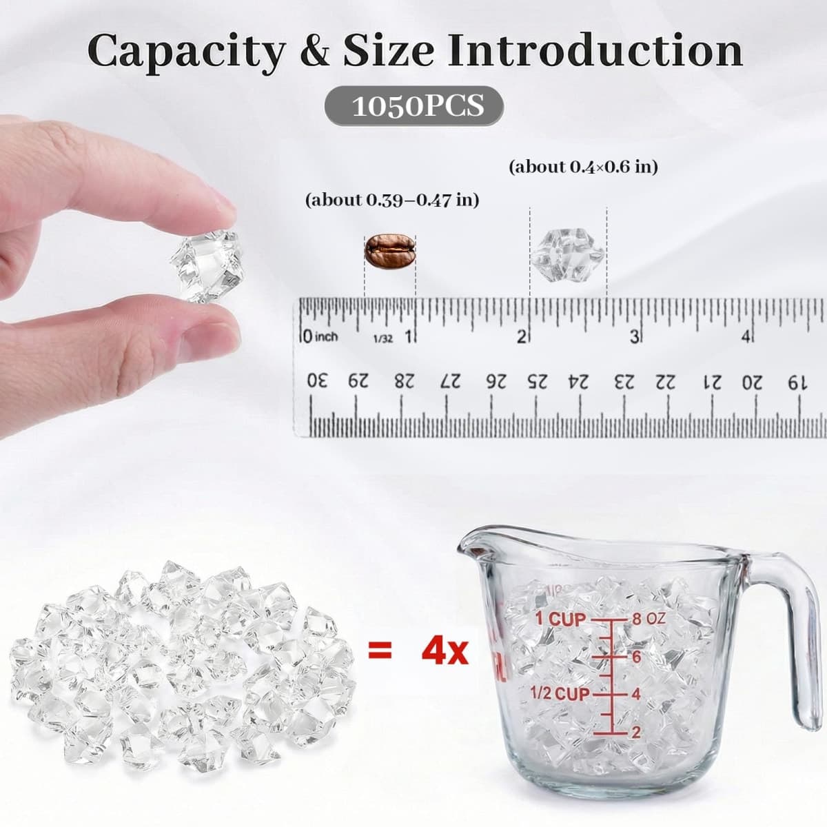 DomeStar 1050PCS Clear Fake Ice for Vase Fillers, Acrylic Fake Crystal Clear Vase Fillers Fish Tank Centerpiece Party Table Scatter Decor(0.4 x 0.6 inch) thumbnail 2
