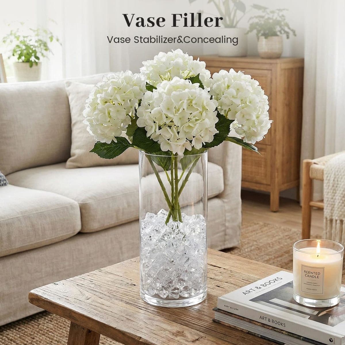 DomeStar 1050PCS Clear Fake Ice for Vase Fillers, Acrylic Fake Crystal Clear Vase Fillers Fish Tank Centerpiece Party Table Scatter Decor(0.4 x 0.6 inch) thumbnail 3