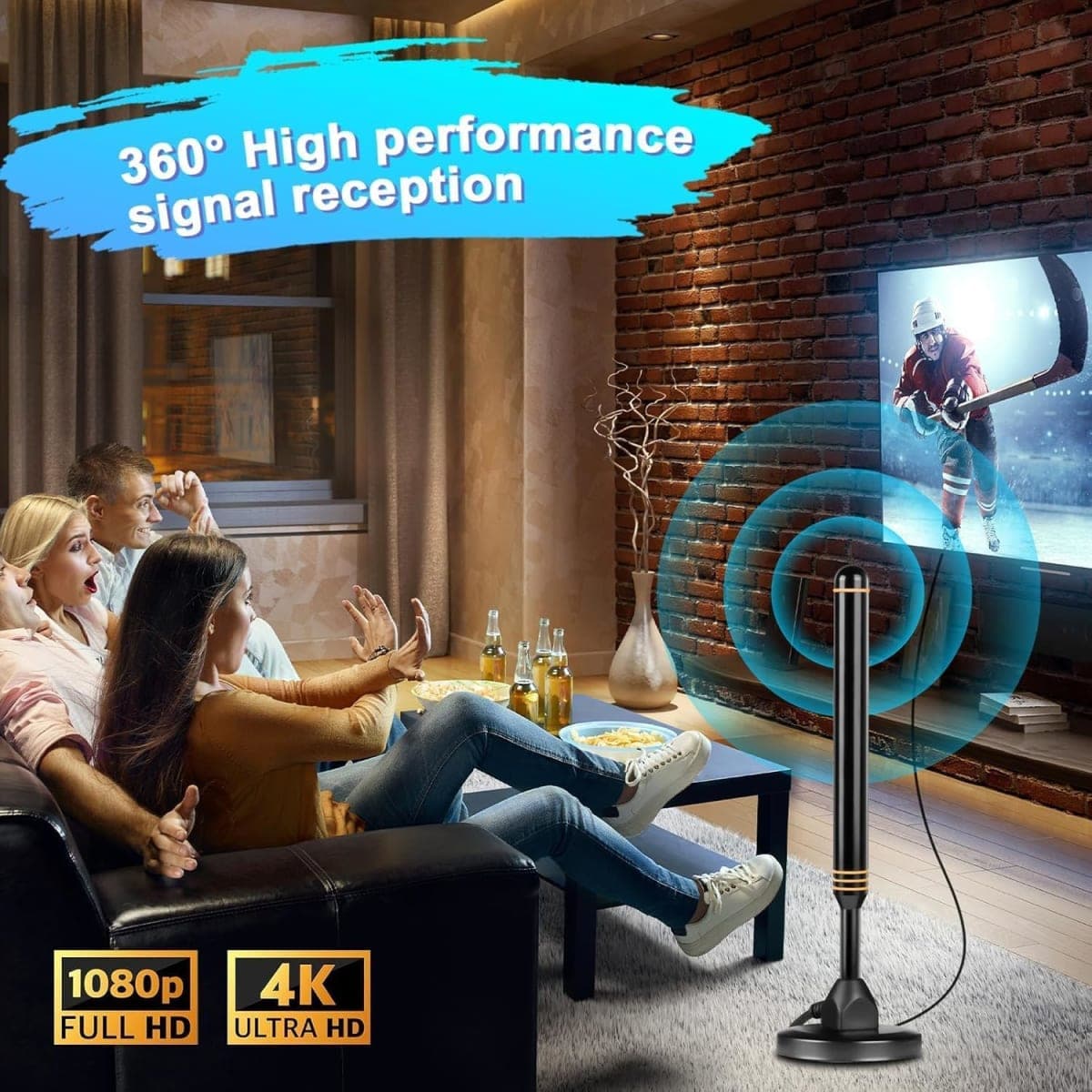 TV Antenna Indoor Antenna for Smart TV for Long Range Reception and All Smart TVs HD Digital Antenna with Amplifier Signal Booster for Local Channels Supports 4K 1080p-Orange thumbnail 5