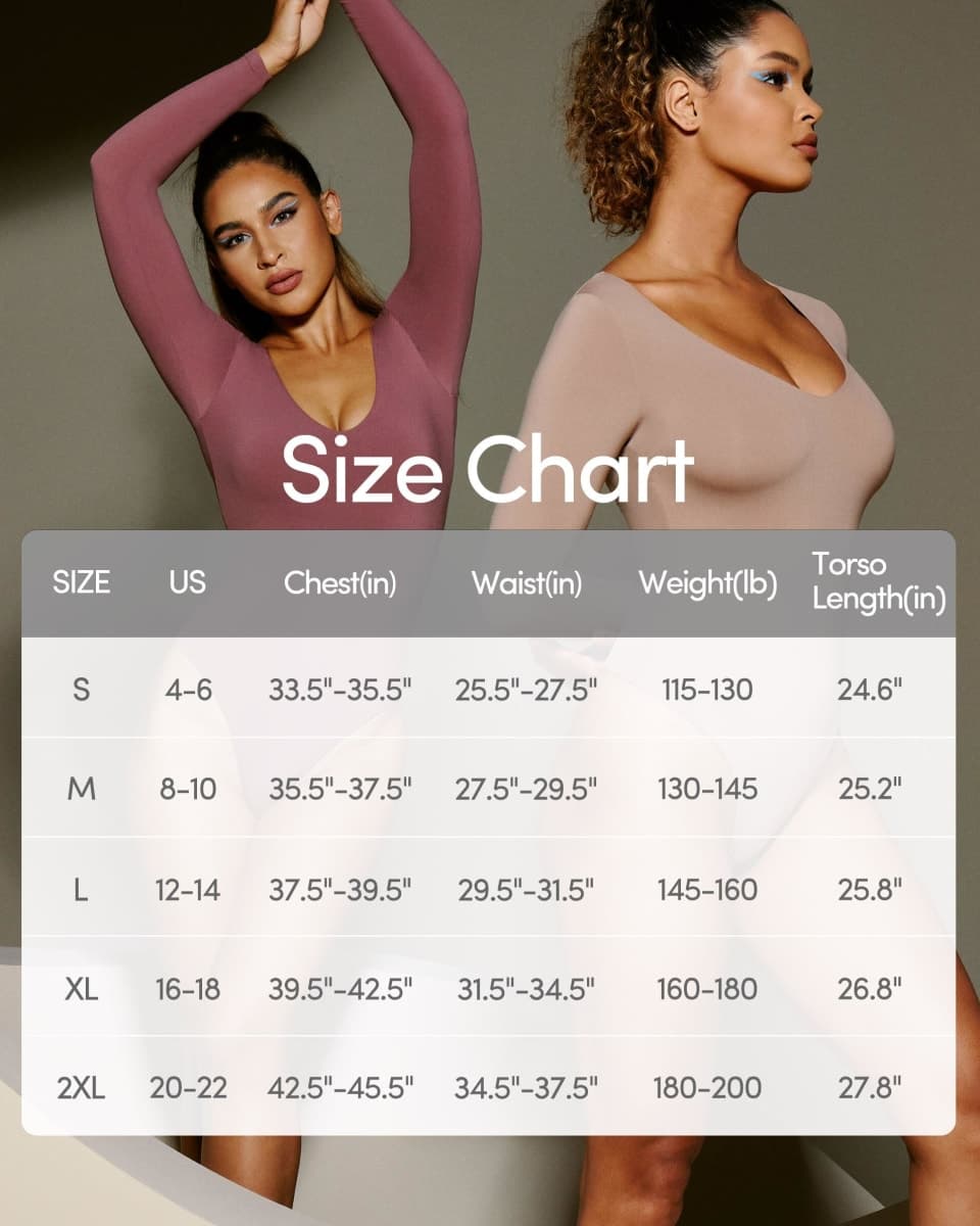 IUGA Long Sleeve Bodysuits for Women Tummy Control Shapewear Bodysuit V Neck Body Suits for Womens, Soft Blue, Medium thumbnail 5