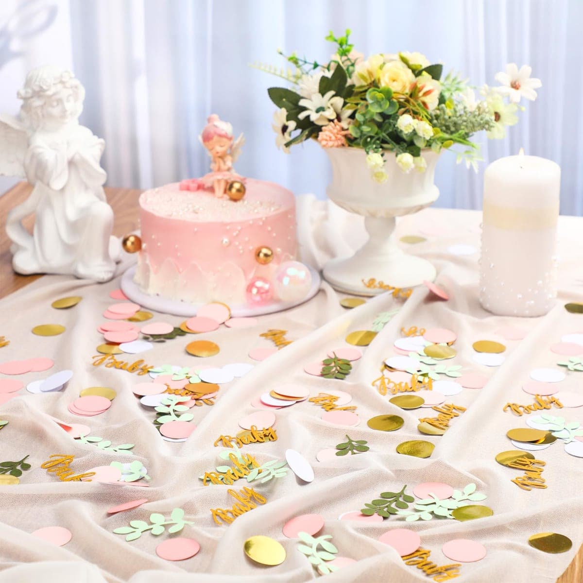 Minatee 400 Pcs Baby Shower Confetti Decorations Table Confetti Dots Gender Reveal Wedding Decor(Fresh Color,Orange Style) thumbnail 4