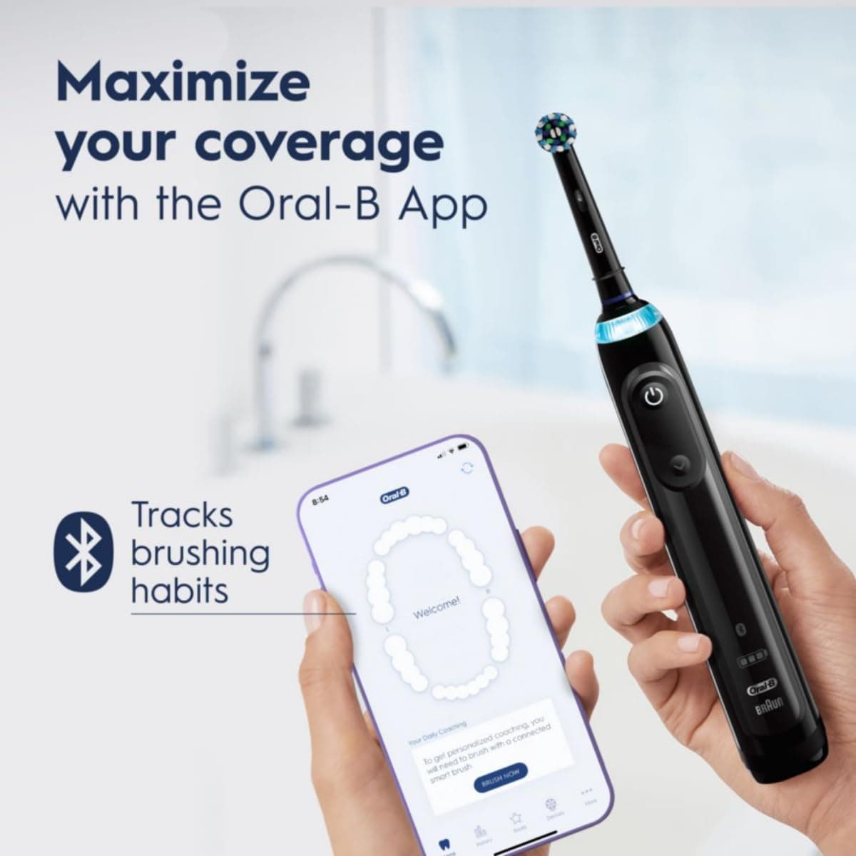 Oral-B Smart 5000 Electric Toothbrush, Black, Rechargeable Power Toothbrush with 1 Brush Head, Stand, and Travel Case thumbnail 4
