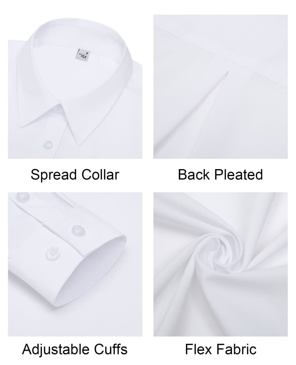 Gleeivy Button Down Shirts for Women Classic Fit Dress Shirt Work Business Casual Long Sleeve Blouse Tops, A White, 3X-Large thumbnail 5