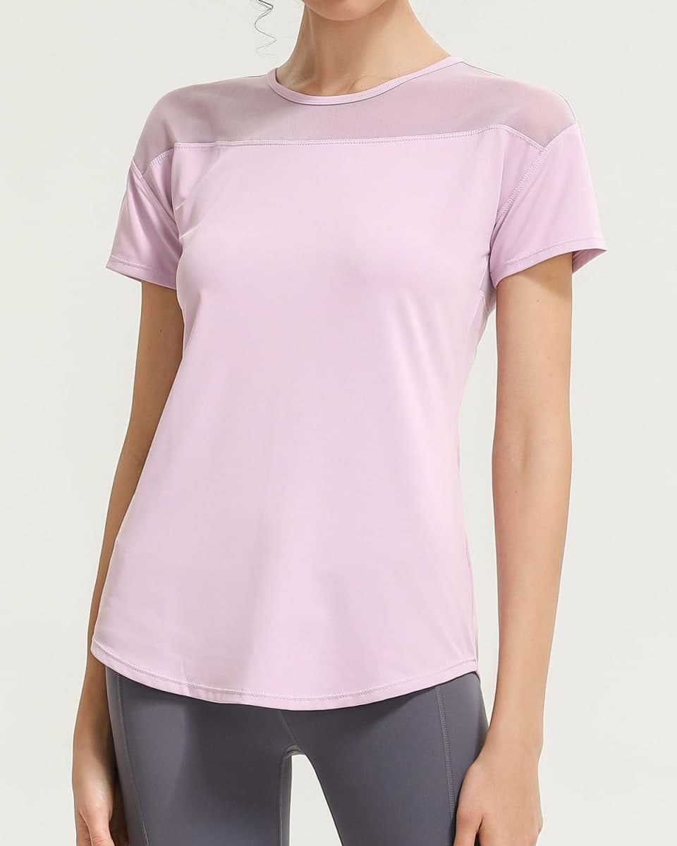 BUNNEI Women’s Workout Mesh Back Yoga Tops Casual Loose Short Sleeve Open Back Shirts Quick Dry Lightweight Athletic Tennis Tee Shirts for Girls Purple thumbnail 4