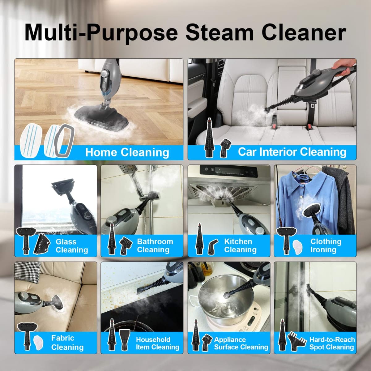 Steam Mop, Powerful Handheld Steam Cleaner for Home (Grey) thumbnail 5