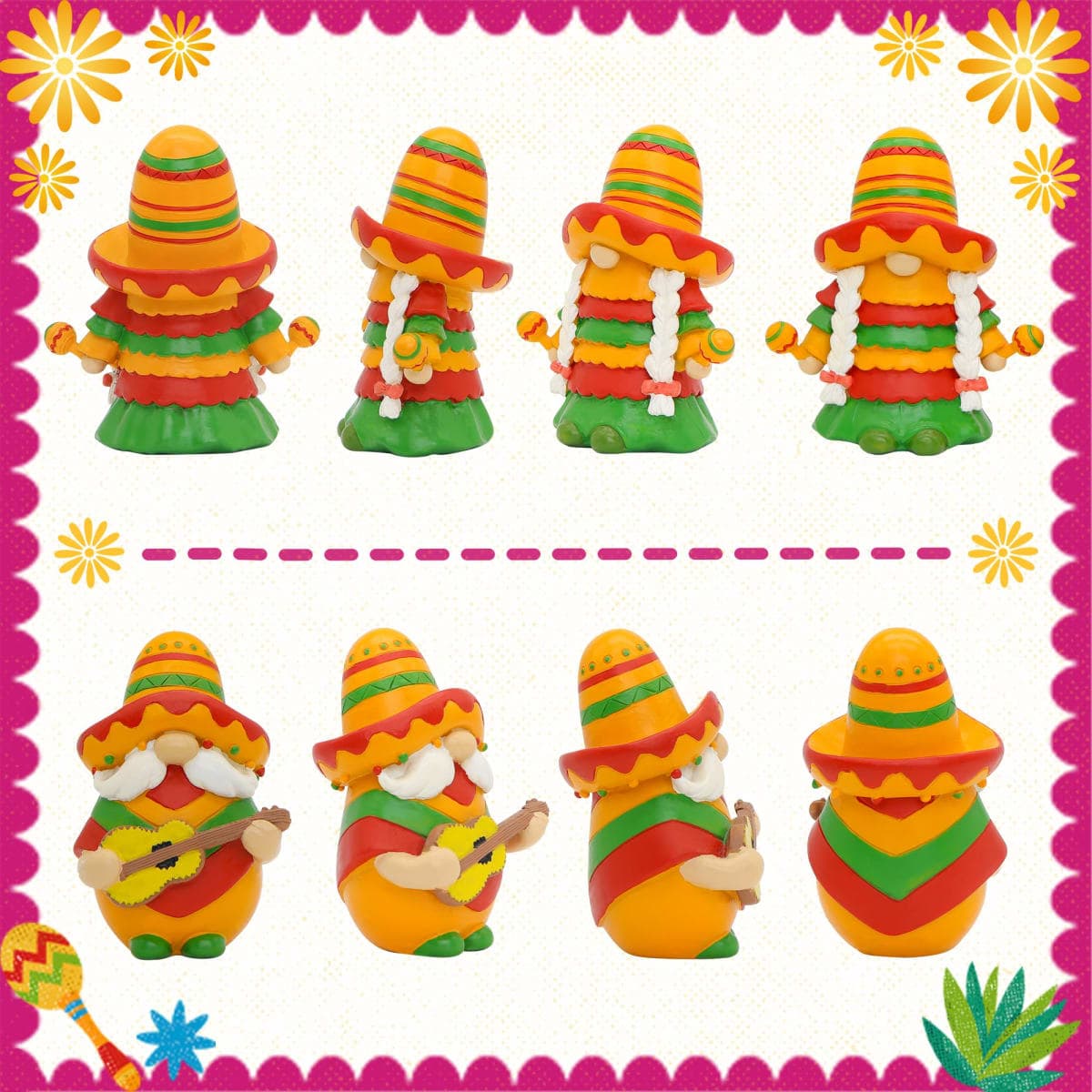 Uniboho Cinco de Mayo Decorations Cinco de Mayo Gnomes Fiesta Gnome Mexican Taco Tuesday Home Kitchen Tiered Tray Decorations thumbnail 3