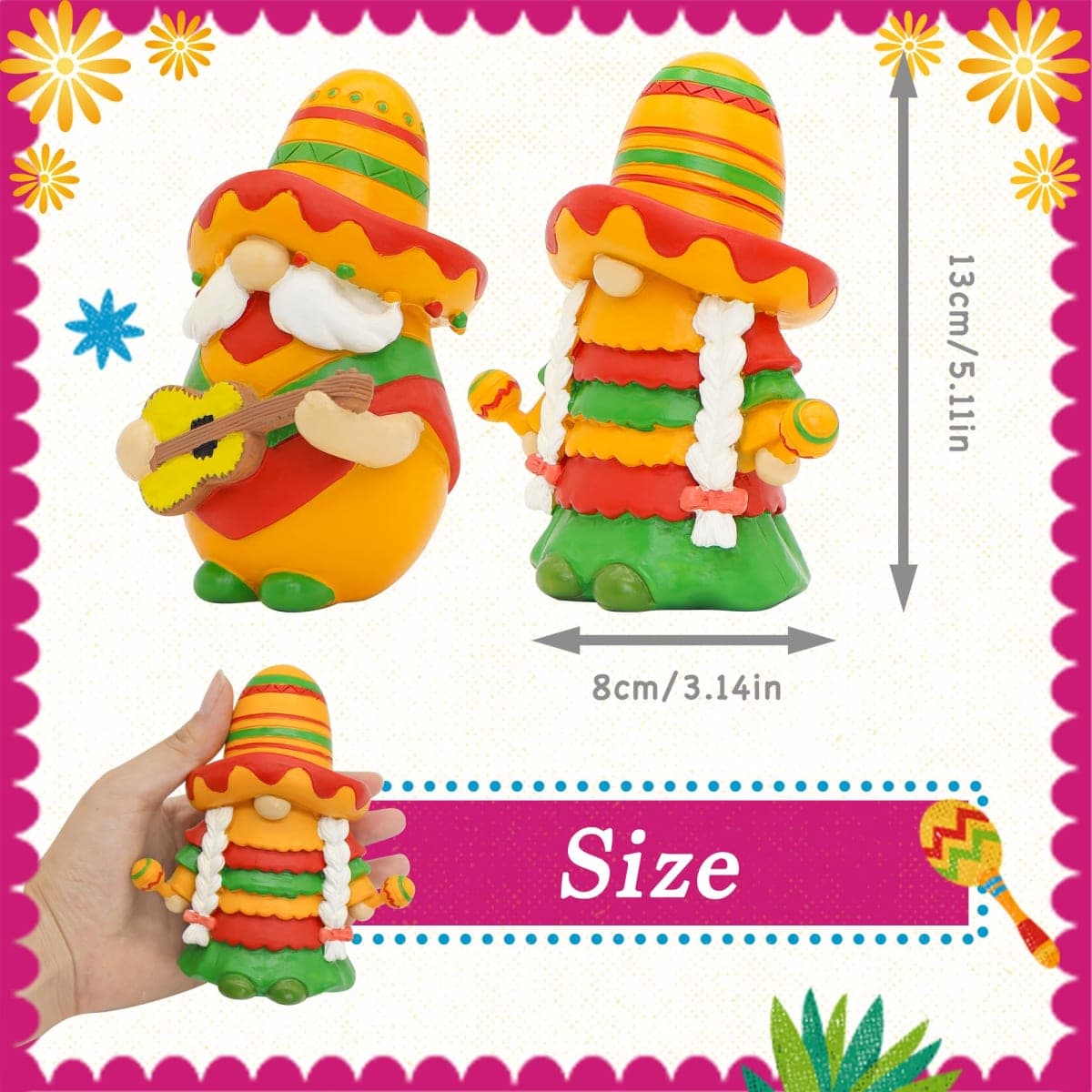 Uniboho Cinco de Mayo Decorations Cinco de Mayo Gnomes Fiesta Gnome Mexican Taco Tuesday Home Kitchen Tiered Tray Decorations thumbnail 4