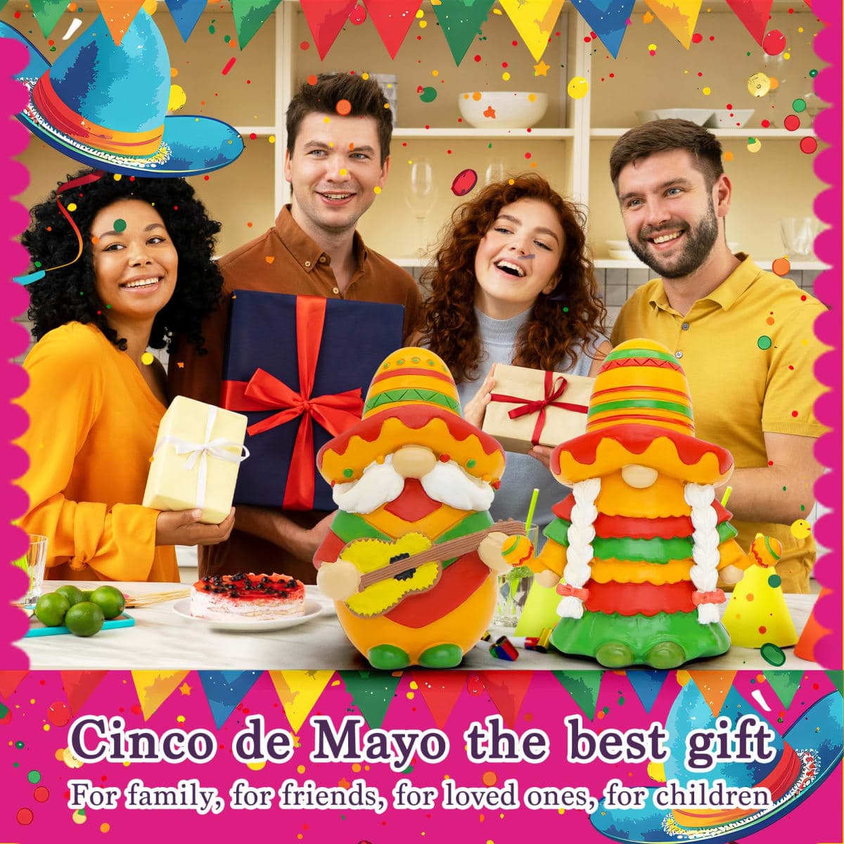 Uniboho Cinco de Mayo Decorations Cinco de Mayo Gnomes Fiesta Gnome Mexican Taco Tuesday Home Kitchen Tiered Tray Decorations thumbnail 5