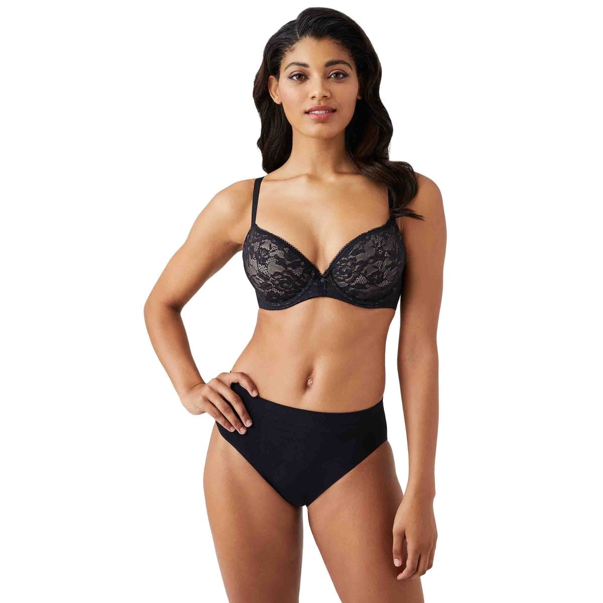 Wacoal Women's Lace Finesse T-Shirt Bra, Black/Toast, 34DDD thumbnail 2