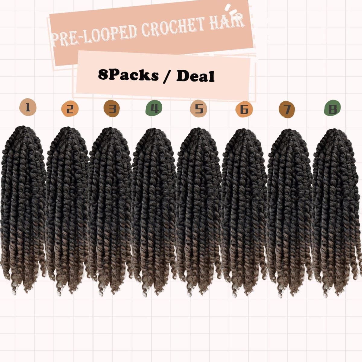 8 Packs Passion Twist Crochet Hair 8 Inch Pretwisted Crochet Passion Twist Hair Ombre Prelooped Short Passion Twist Hair Soft Crochet Braids Hair for Women #T1B/27 thumbnail 4