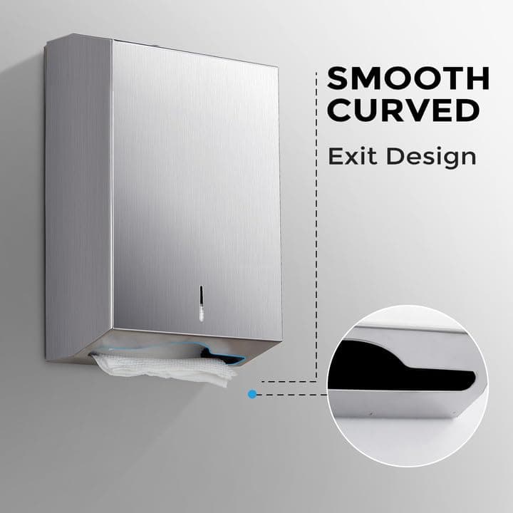Paper Towel Dispenser Wall Mount - Multifold Trifold Paper Towel Dispensers, Large Capacity Stainless Steel Tissue Holder, Suitable for Bathrooms and Public Places thumbnail 2