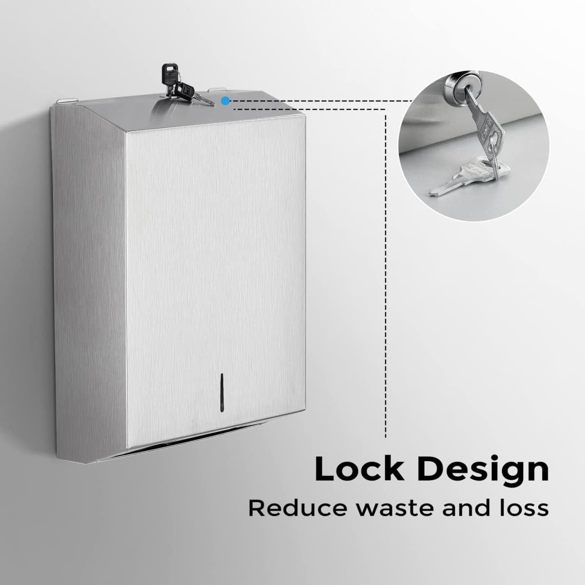 Paper Towel Dispenser Wall Mount - Multifold Trifold Paper Towel Dispensers, Large Capacity Stainless Steel Tissue Holder, Suitable for Bathrooms and Public Places thumbnail 4