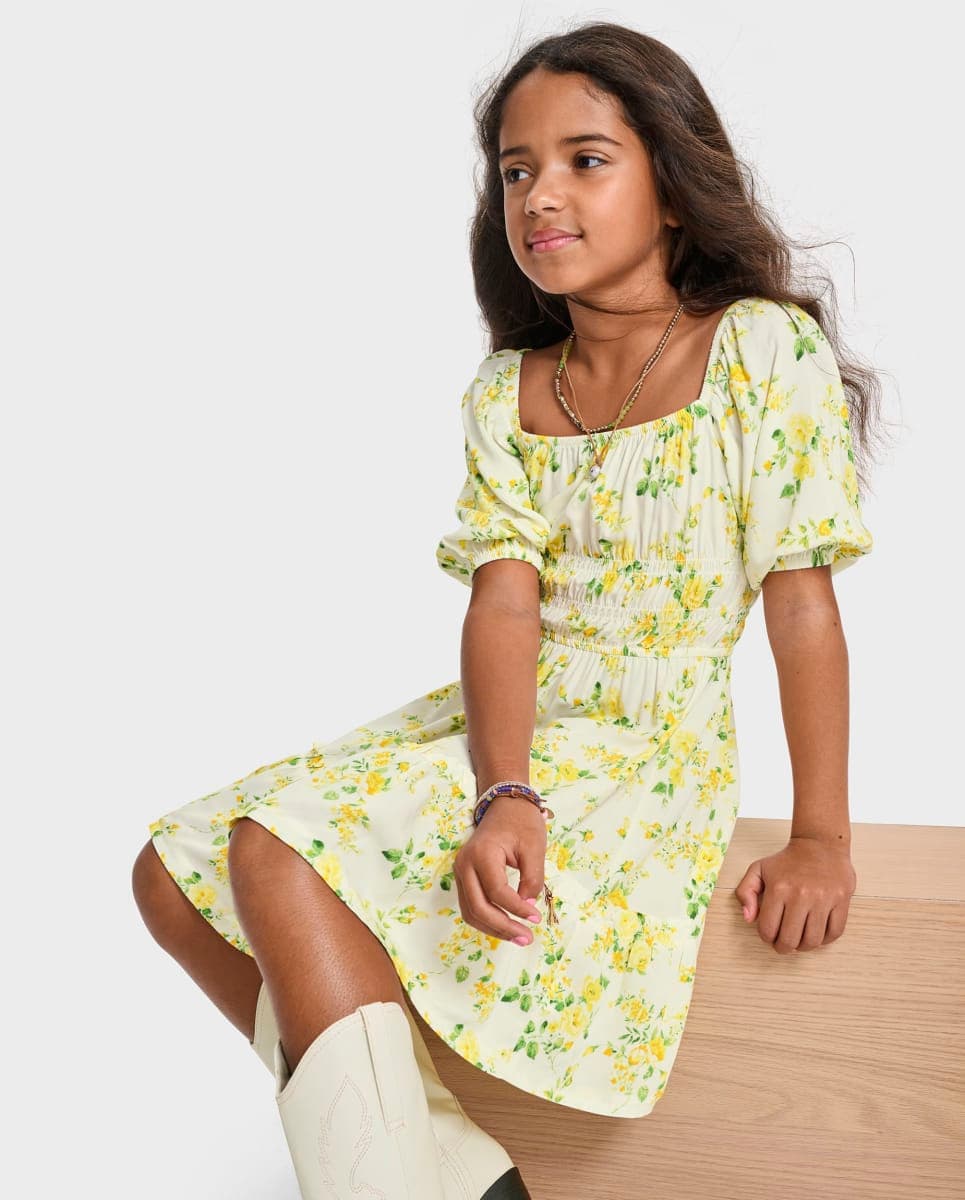 The Children's Place Girls' Short Sleeve Smocked Summer Dresses, Breeze, X-Small thumbnail 3