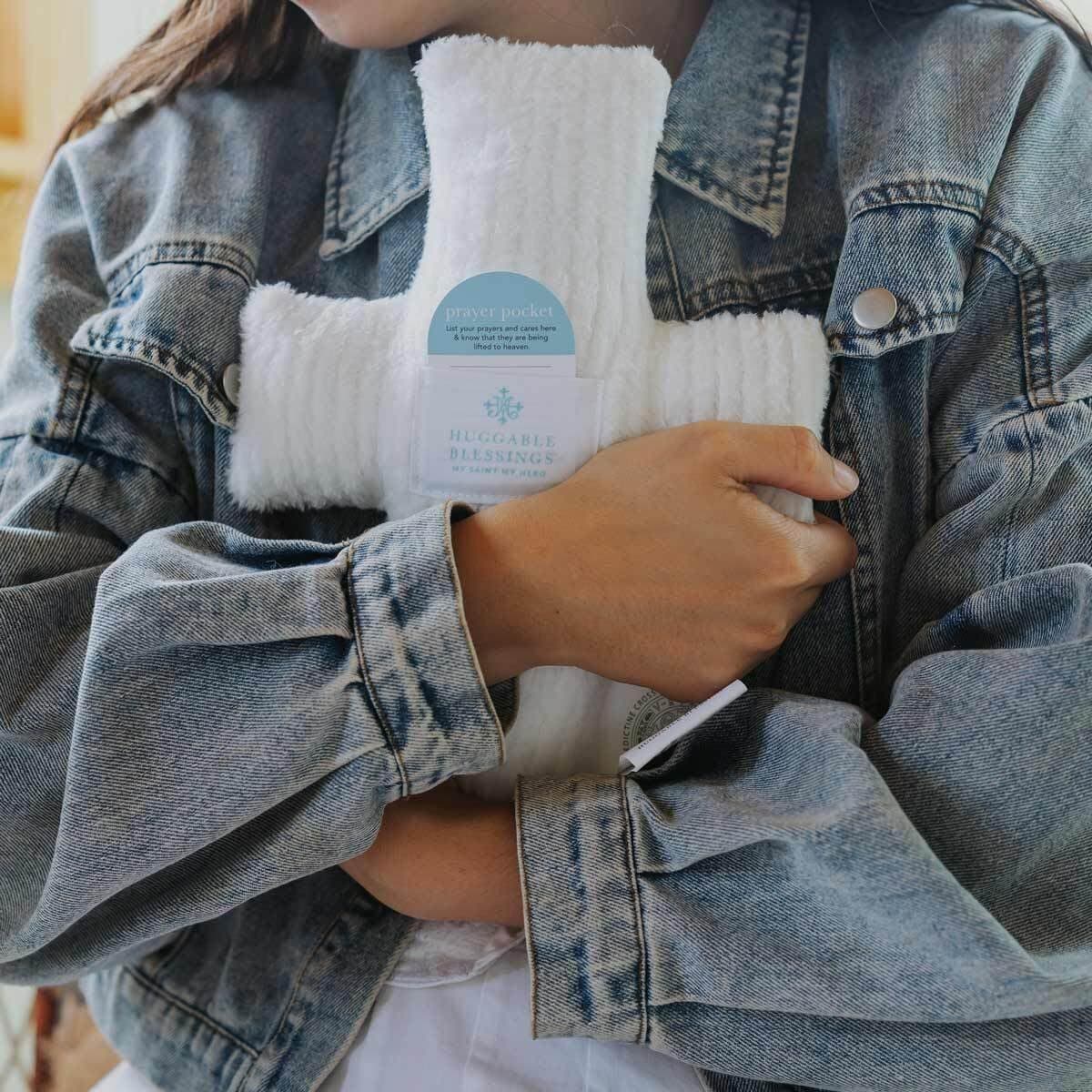 My Saint My Hero Huggable Blessing Cross Pillow - White thumbnail 2