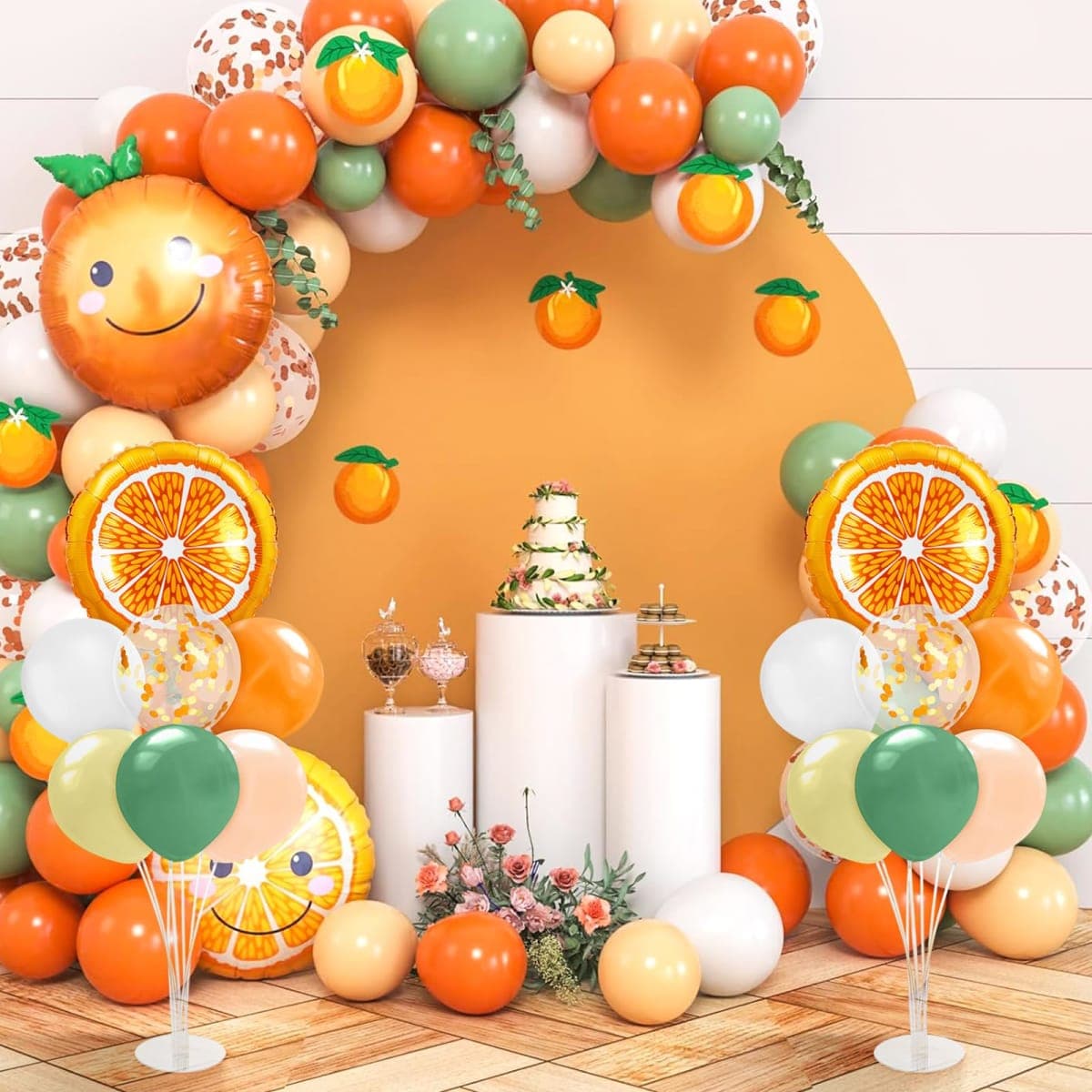 Kasyat 2 Sets Little Cutie Baby Shower Party Decorations Orange Fruit Balloon Centerpieces for Tables a Little Cutie Is on the Way Orange Balloon Stand Kit for Tangerine Fruit Birthday Party thumbnail 2