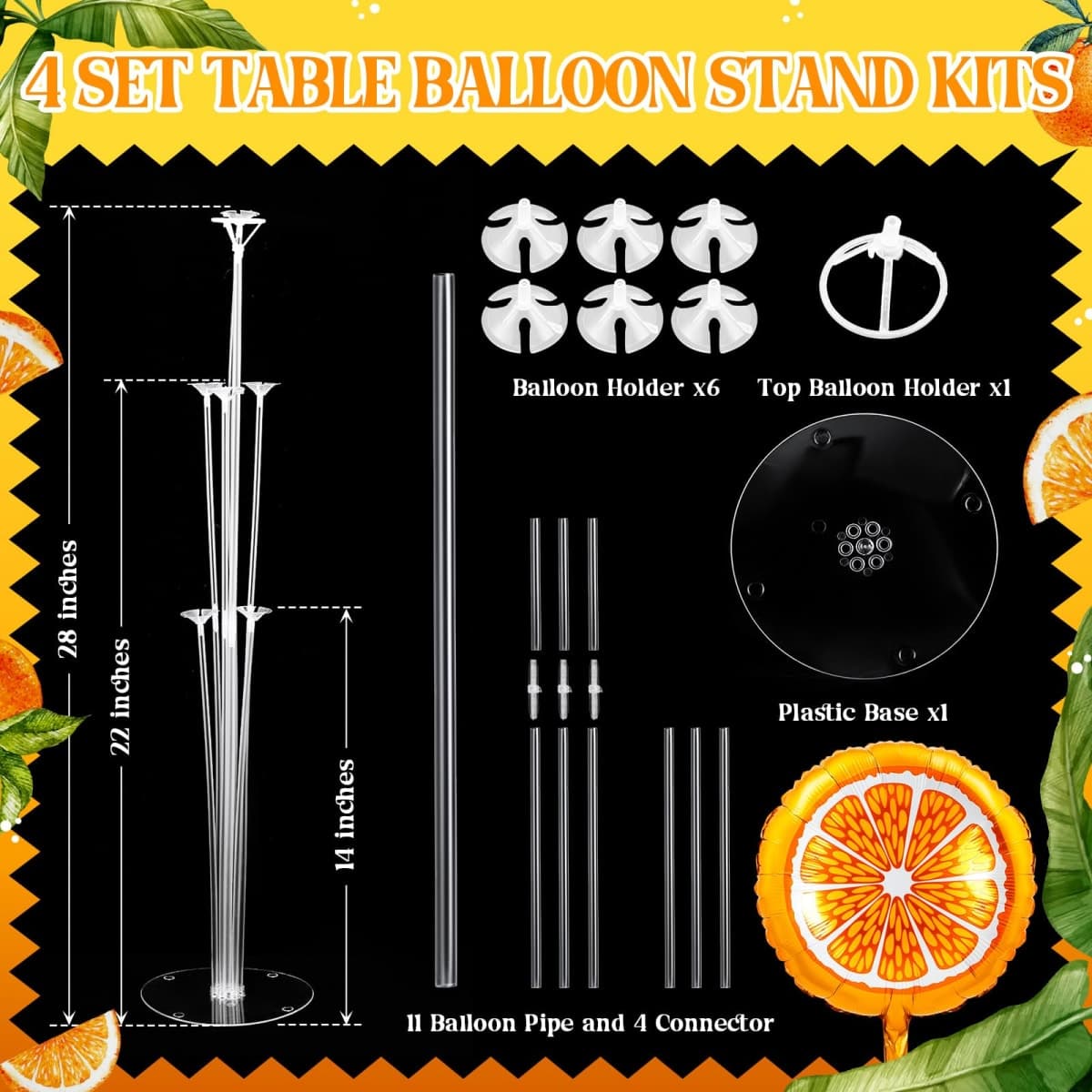 Kasyat 2 Sets Little Cutie Baby Shower Party Decorations Orange Fruit Balloon Centerpieces for Tables a Little Cutie Is on the Way Orange Balloon Stand Kit for Tangerine Fruit Birthday Party thumbnail 4