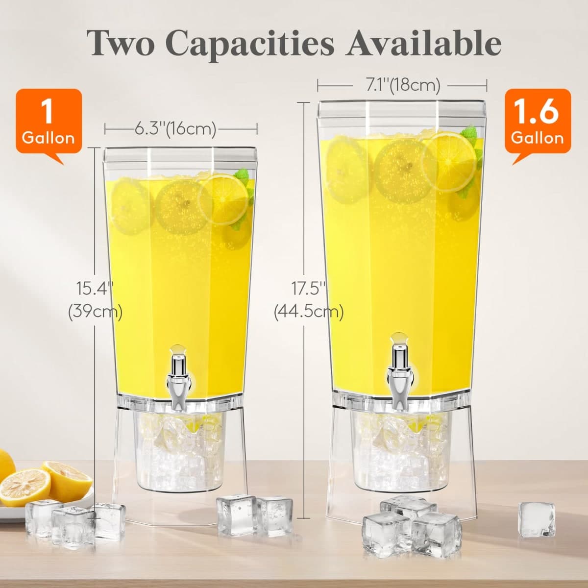 Lifewit 1 Gallon Drink Dispenser for Parties 2 Pcs, 4L Plastic Beverage Container with Stand for Juice/Tea/Soda & Lemonade, Clear Water Pitcher with Spigot for Mimosa Bar Hosting 39 x 16 cm/15x6 thumbnail 3