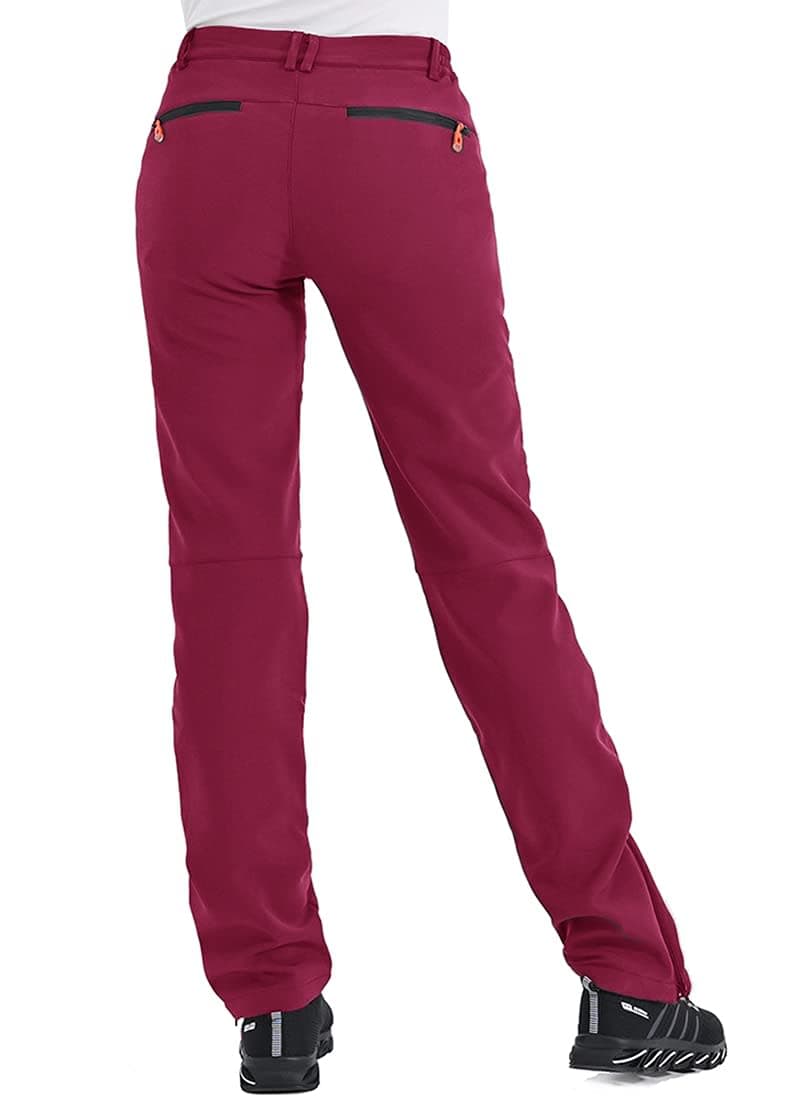 Postropaky Womens Outdoor Snow Ski Pants Waterproof Hiking Insulated Softshell Pants Snowboard Zipper Bottom Leg, Rose, 6 Short thumbnail 2