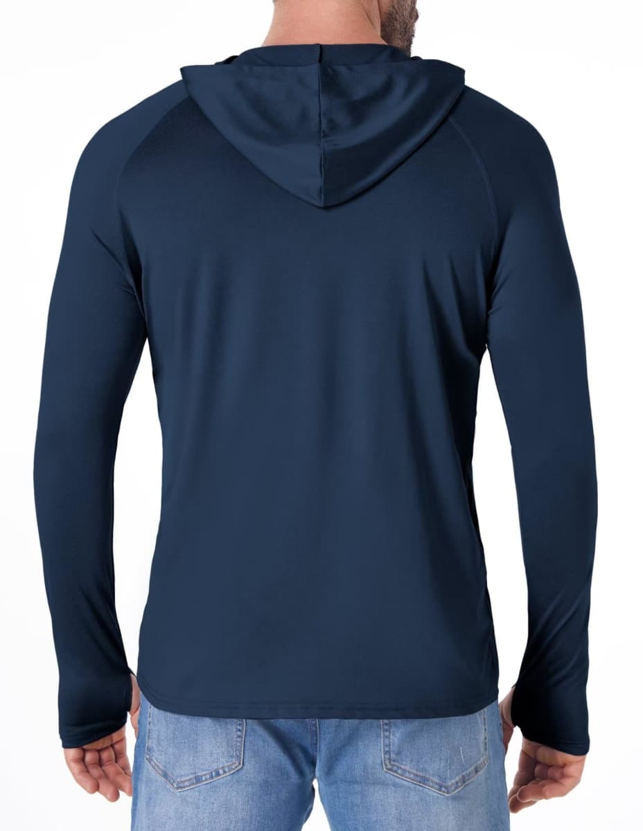 OYGSieg Men's Athletic Hoodies Long Sleeve Fishing Shirts for Men UPF 50+ SPF UV Sun Protection Shirts Rash Guards, Black/Sky Blue/White/Navy, Large thumbnail 2