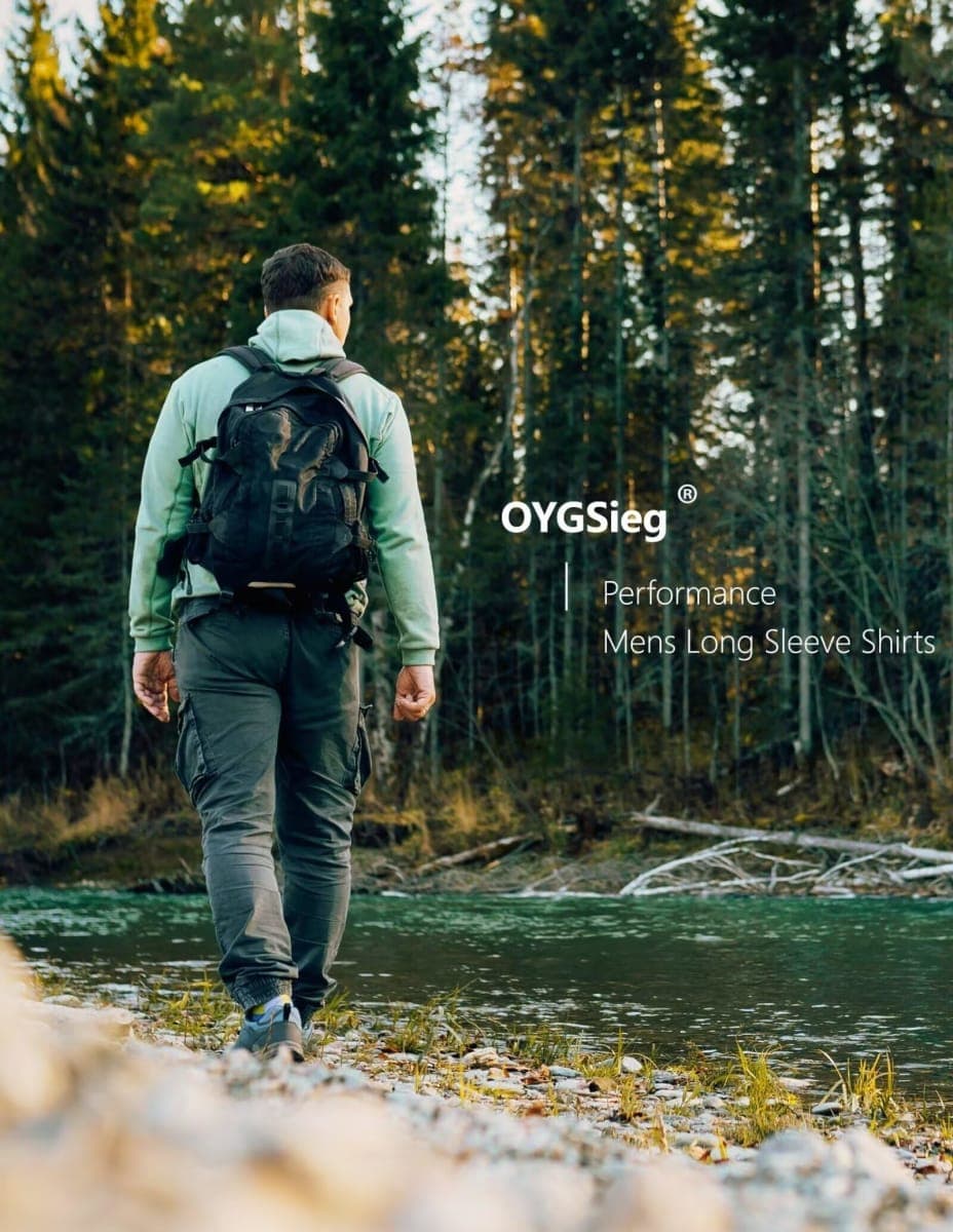 OYGSieg Men's Athletic Hoodies Long Sleeve Fishing Shirts for Men UPF 50+ SPF UV Sun Protection Shirts Rash Guards, Black/Sky Blue/White/Navy, Large thumbnail 3