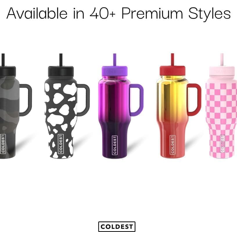 Coldest Tumbler with Handle and Straw, 100% Spill Proof Tumbler with Straw (3 Lids), Stainless Steel Insulated Leakproof Tumblers for Women Men, Cup Holder Friendly, 46 oz (Red Dragon) thumbnail 4