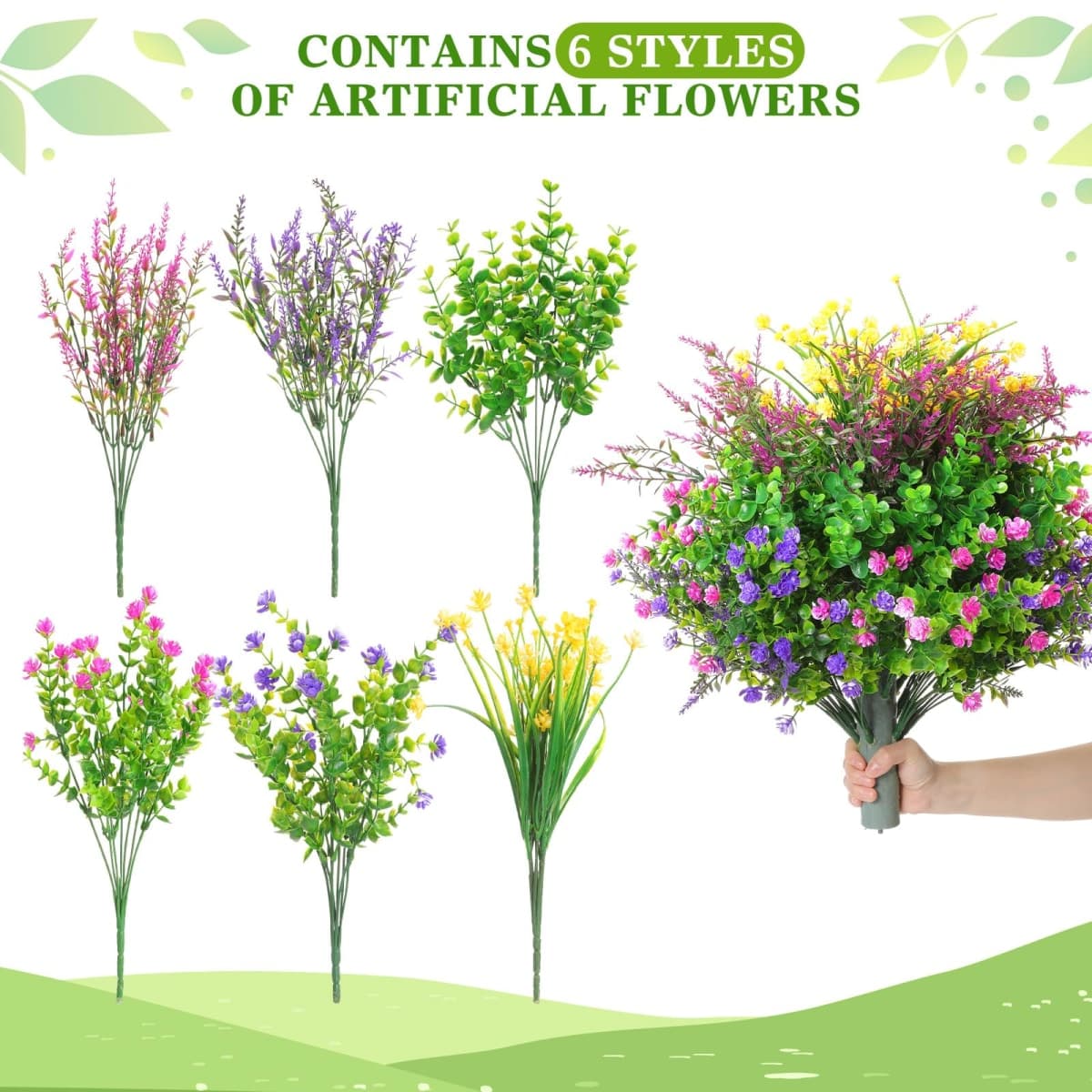 Yunlly 2 Pcs Artificial Faux Flower with Spikes 24.8 Inch Realistic UV Resistant Faux Flowers Plants with Ground Spike for Indoor Outdoor Garden Yard Spring Summer Wedding Decoration thumbnail 3
