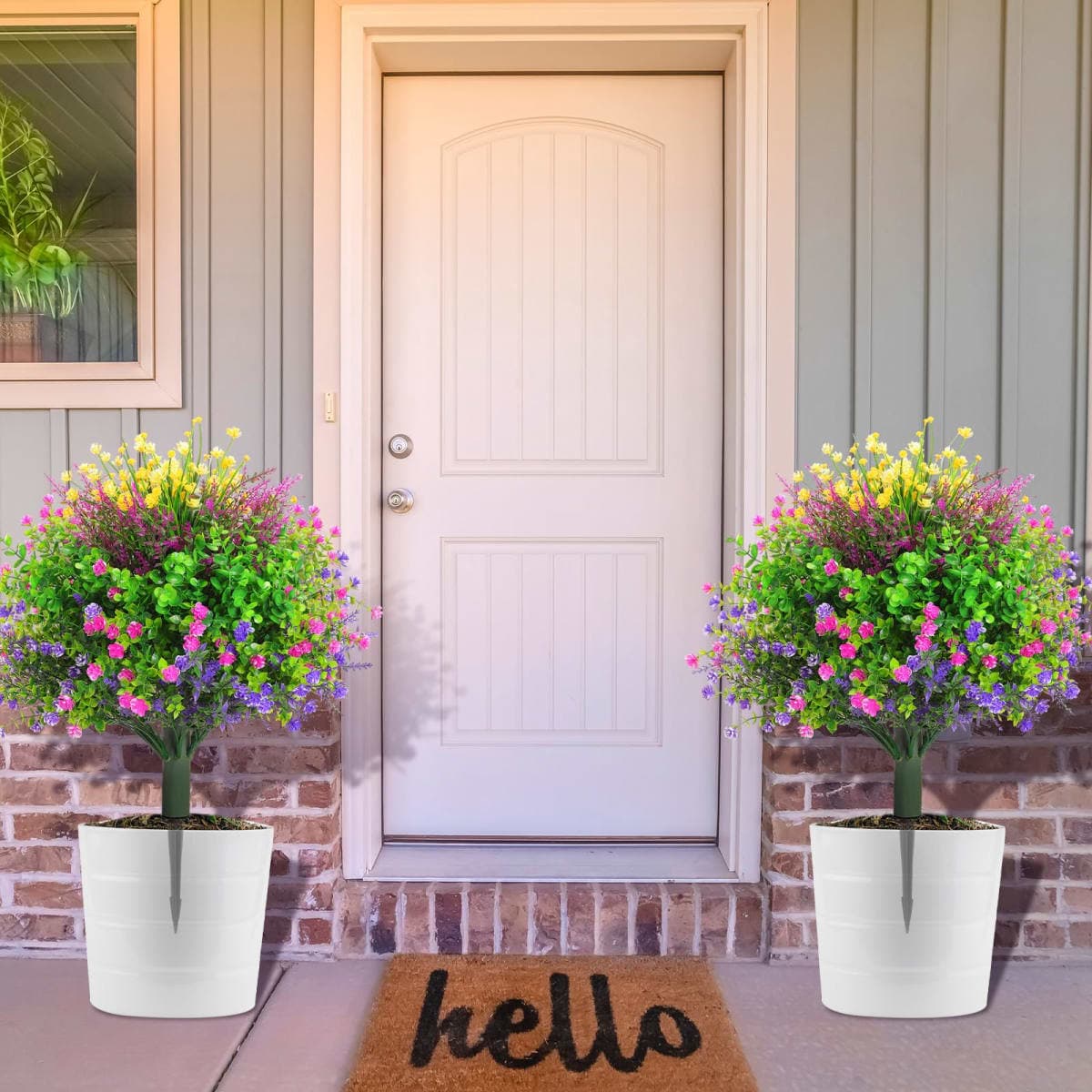 Yunlly 2 Pcs Artificial Faux Flower with Spikes 24.8 Inch Realistic UV Resistant Faux Flowers Plants with Ground Spike for Indoor Outdoor Garden Yard Spring Summer Wedding Decoration thumbnail 5