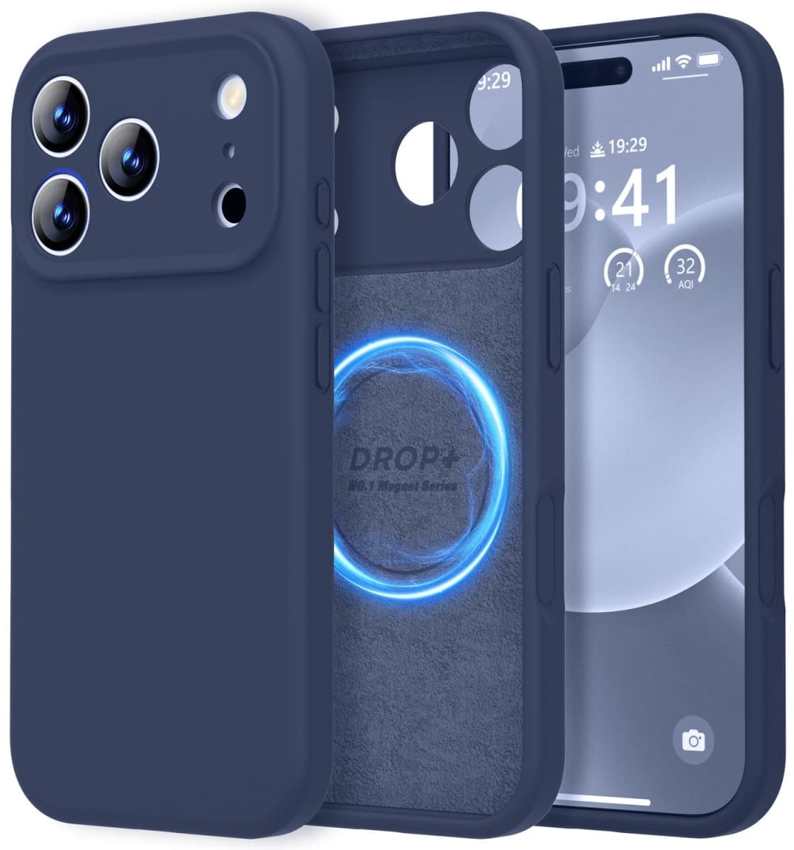 LOVE 3000 Designed for iPhone 17 Pro Case, Premium Silicone [Compatible with Magsafe][Soft Anti-Scratch Microfiber Lining] Shockproof Protective Phone Case for Men Women 6.3", Navy Blue — image 1