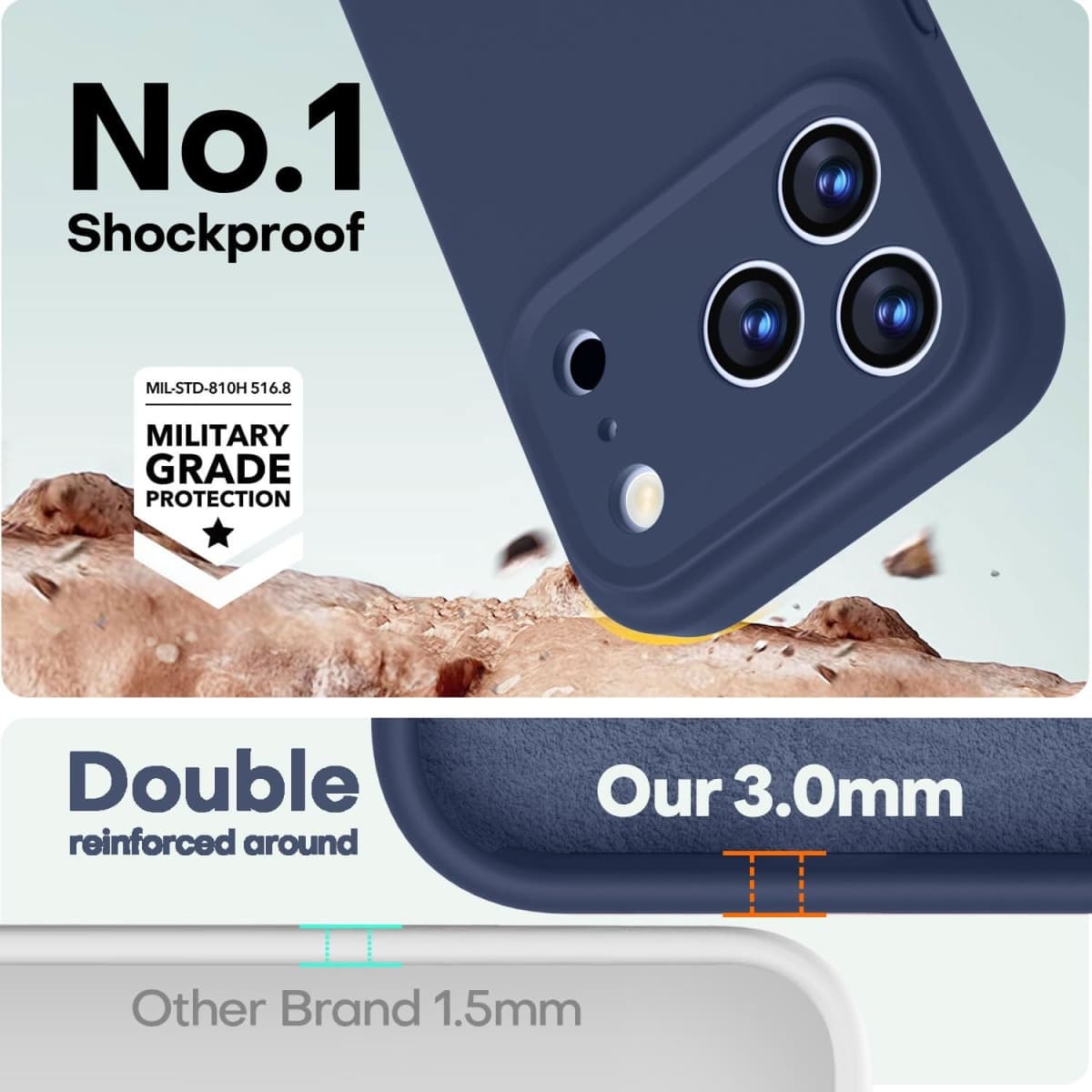 LOVE 3000 Designed for iPhone 17 Pro Case, Premium Silicone [Compatible with Magsafe][Soft Anti-Scratch Microfiber Lining] Shockproof Protective Phone Case for Men Women 6.3", Navy Blue thumbnail 3
