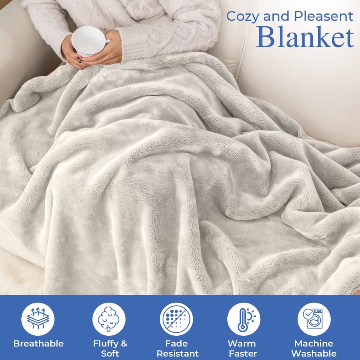 Continental Bedding - Super Soft Flannel Fleece Throw Blanket, Lightweight 320GSM, Great for Sofas, Couches, Beds, Camping, and Travel, The Whole Room Feels Soft and Cozy thumbnail 5