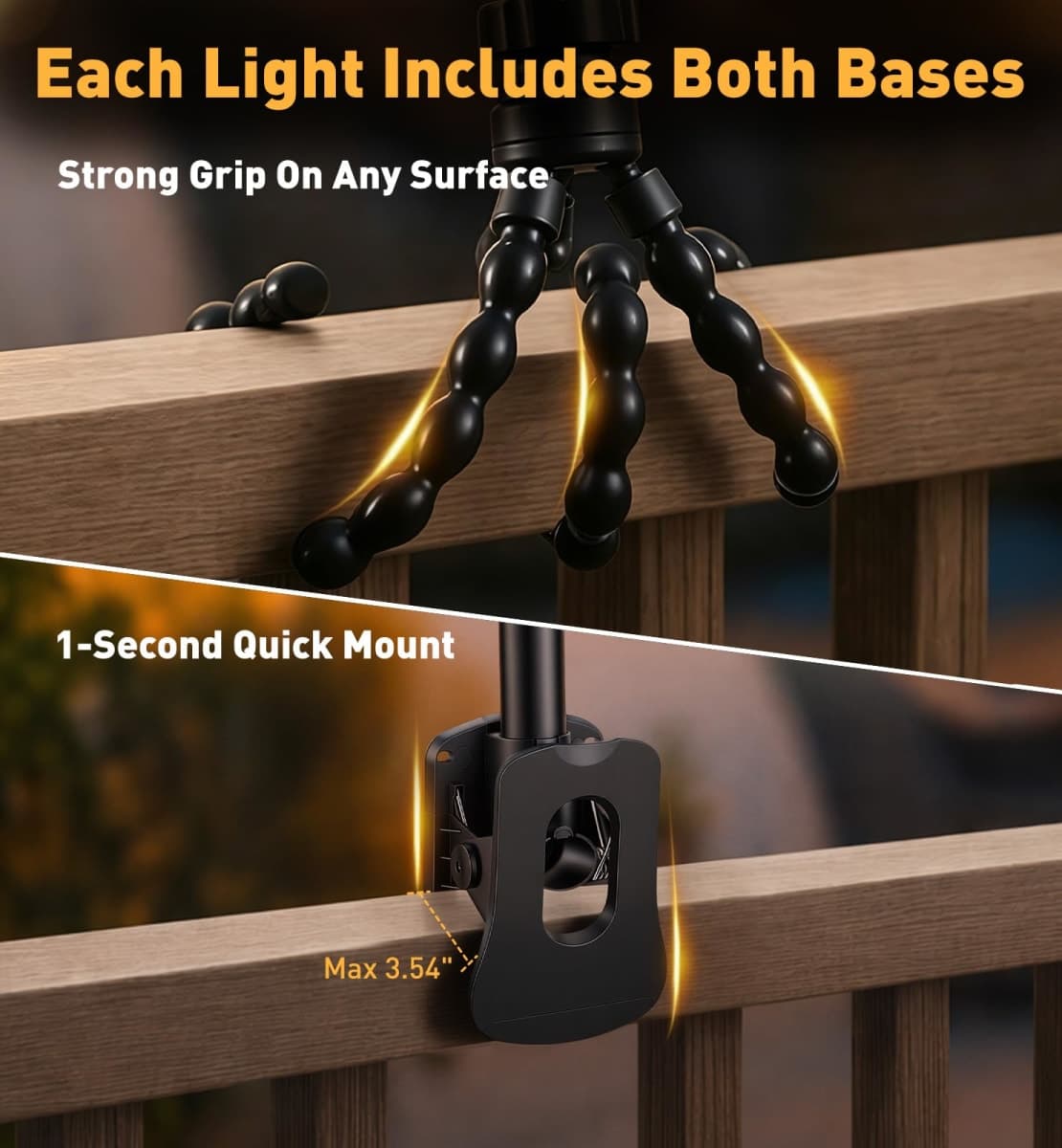 OrbitShell 2Pcs Clip On Solar Lights Outdoor with Octopus Stand thumbnail 2