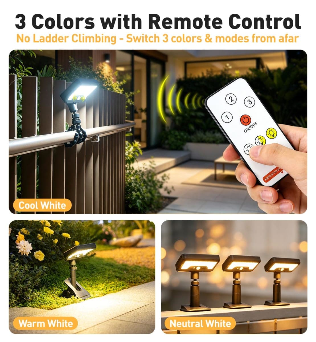 OrbitShell 2Pcs Clip On Solar Lights Outdoor with Octopus Stand thumbnail 5