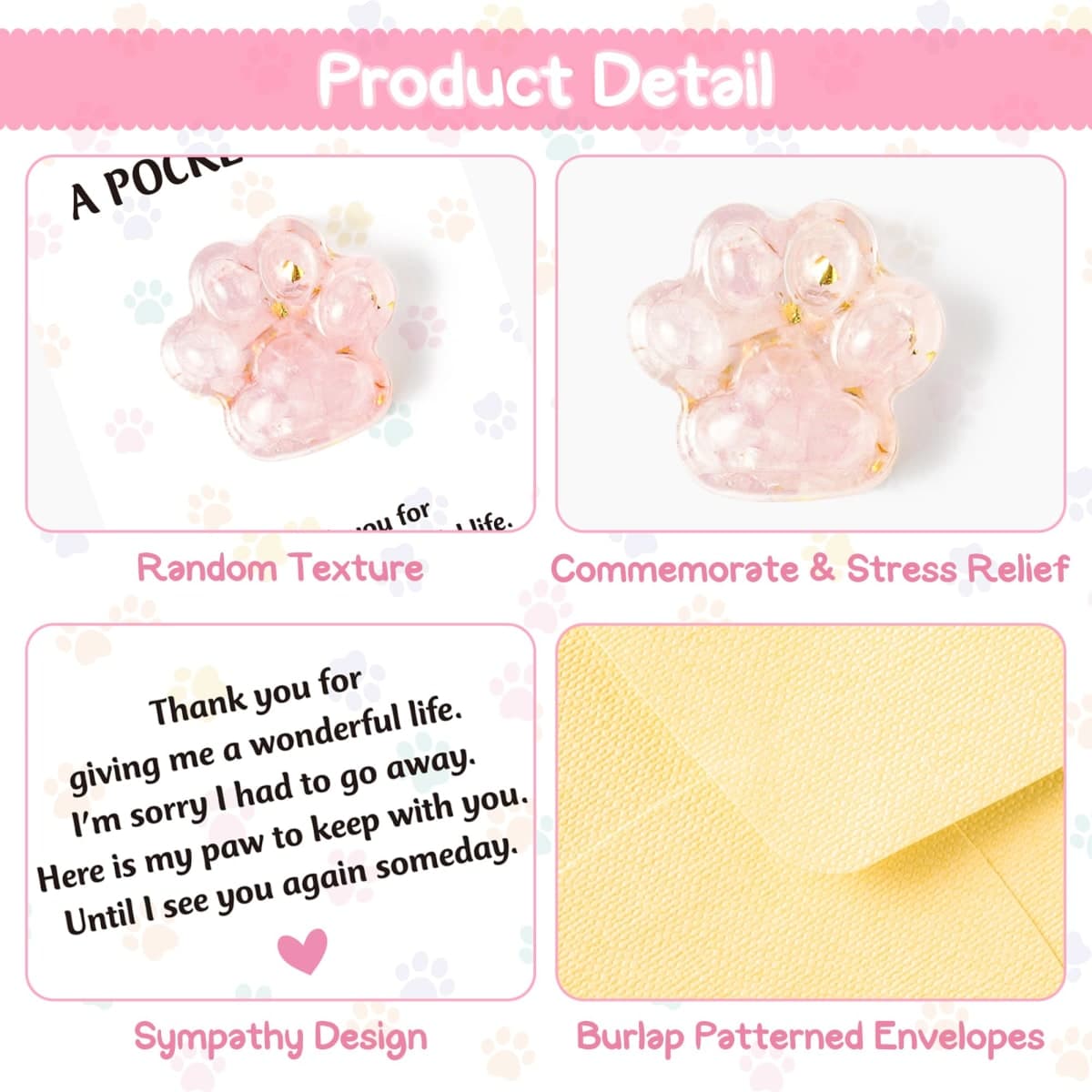 EYxsaxenk Pink Cat Paw with Card Gift Set thumbnail 3