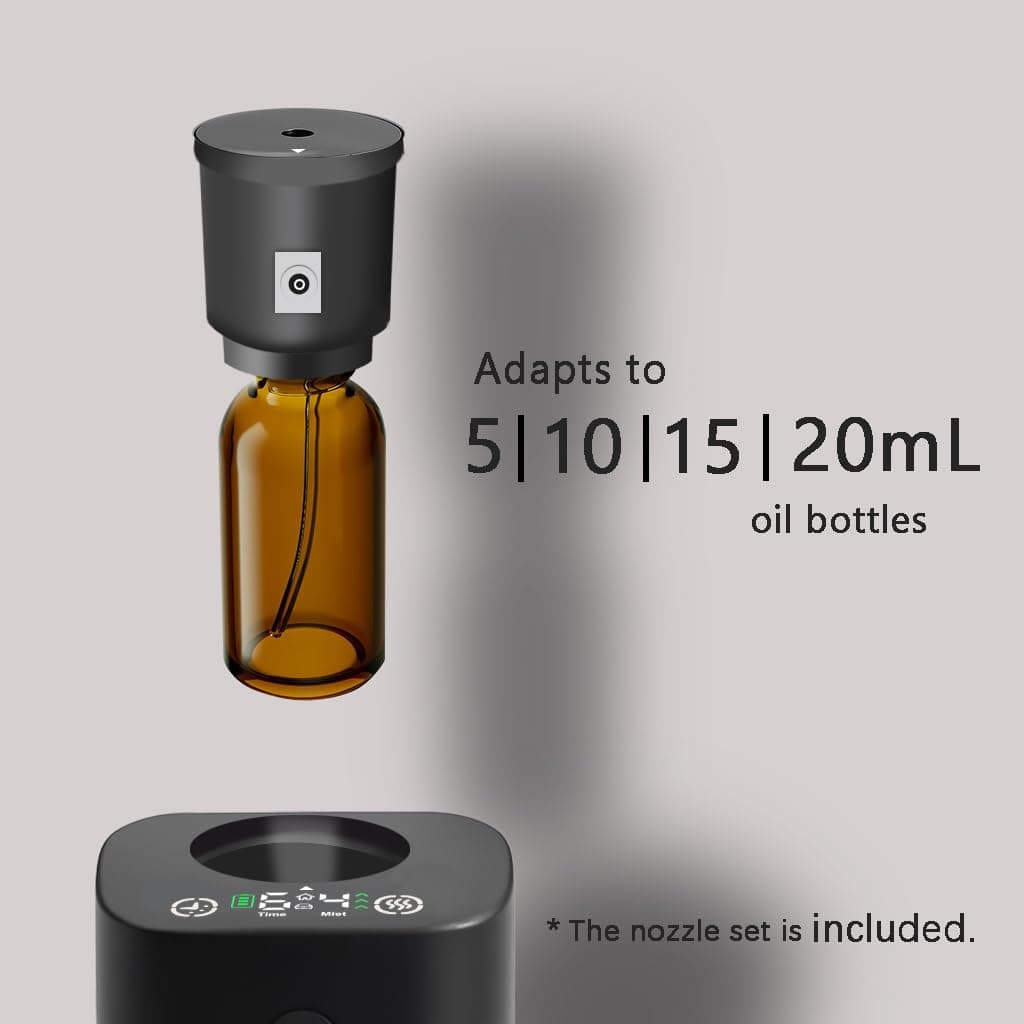 Waterless Diffuser for Essential Oil, Rechargeable Scent Diffuser Machine, 0.7 Fl.Oz./ 20mL Capacity, Mini Scent Air Machine, 4 Countdown Timers & 4 Mist Levels for Home, Room, Car, Office, Black thumbnail 4