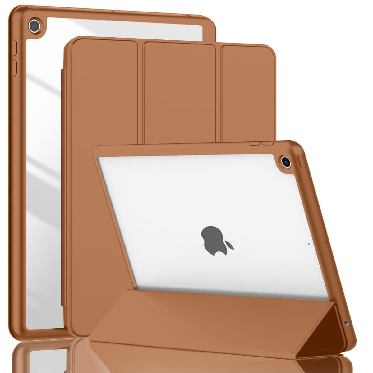 ToaPoia iPad 9th Generation Case 2021/iPad 8th Generation Case 2020 10.2 Inch with Pencil Holder, iPad 7th Gen 2019 Case with Clear Transparent Back, Auto Wake/Sleep Cover(Brown) — image 1