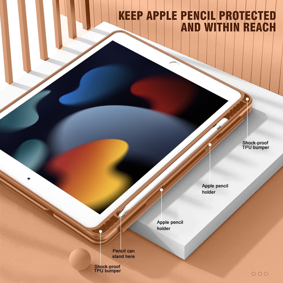 ToaPoia iPad 9th Generation Case 2021/iPad 8th Generation Case 2020 10.2 Inch with Pencil Holder, iPad 7th Gen 2019 Case with Clear Transparent Back, Auto Wake/Sleep Cover(Brown) thumbnail 2