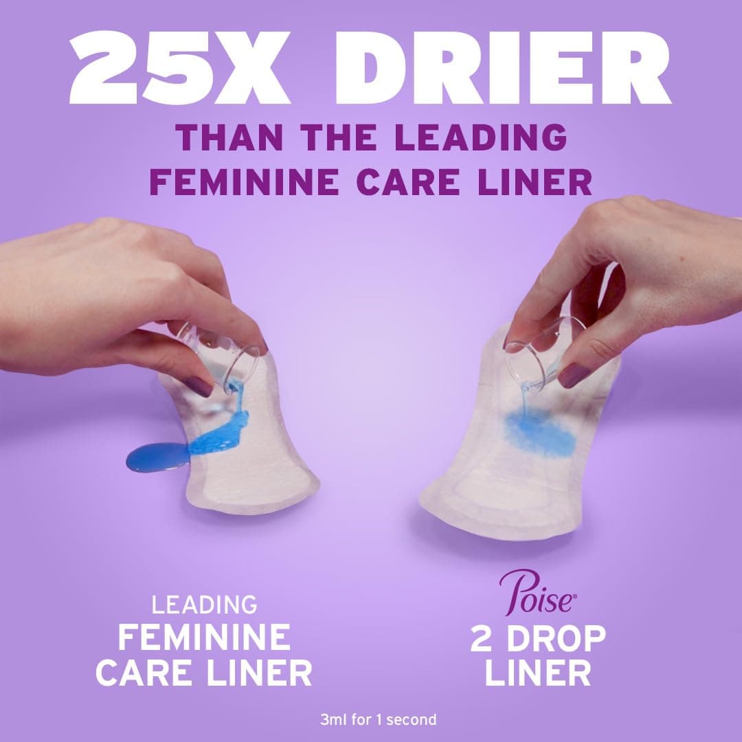 Poise Incontinence Panty Liners, Very Light Absorbency, Regular Length, Unscented, 48 Count (Packaging May Vary) thumbnail 4