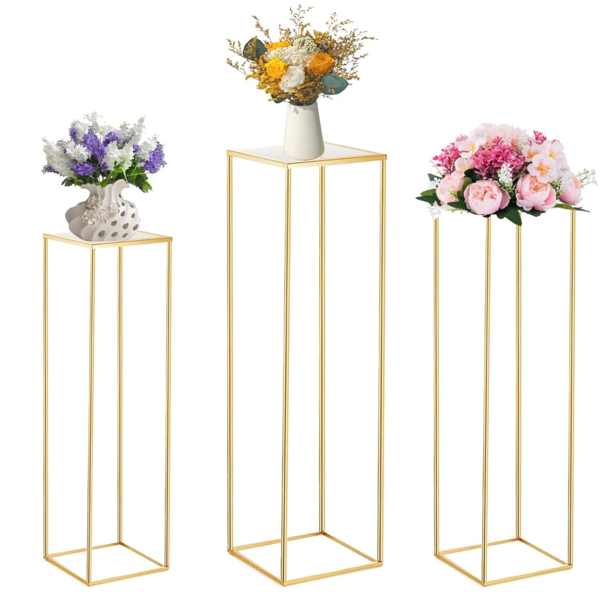 Bonastella Cylinder Stands for Party, 3PCS Square Cylinder Pedestal Stand, Cilindros Para Fiestas Cake Table Stand for Parties Cylinder Tables for Parties Round Cylinder Stands for Party