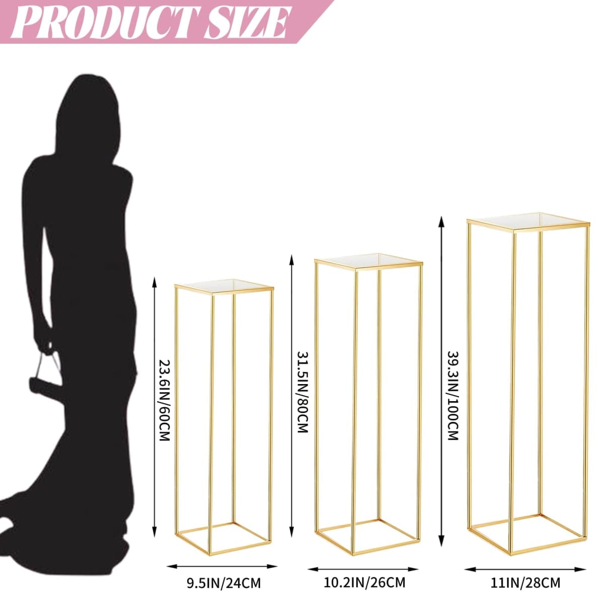 Bonastella Cylinder Stands for Party, 3PCS Square Cylinder Pedestal Stand, Cilindros Para Fiestas Cake Table Stand for Parties Cylinder Tables for Parties Round Cylinder Stands for Party thumbnail 2