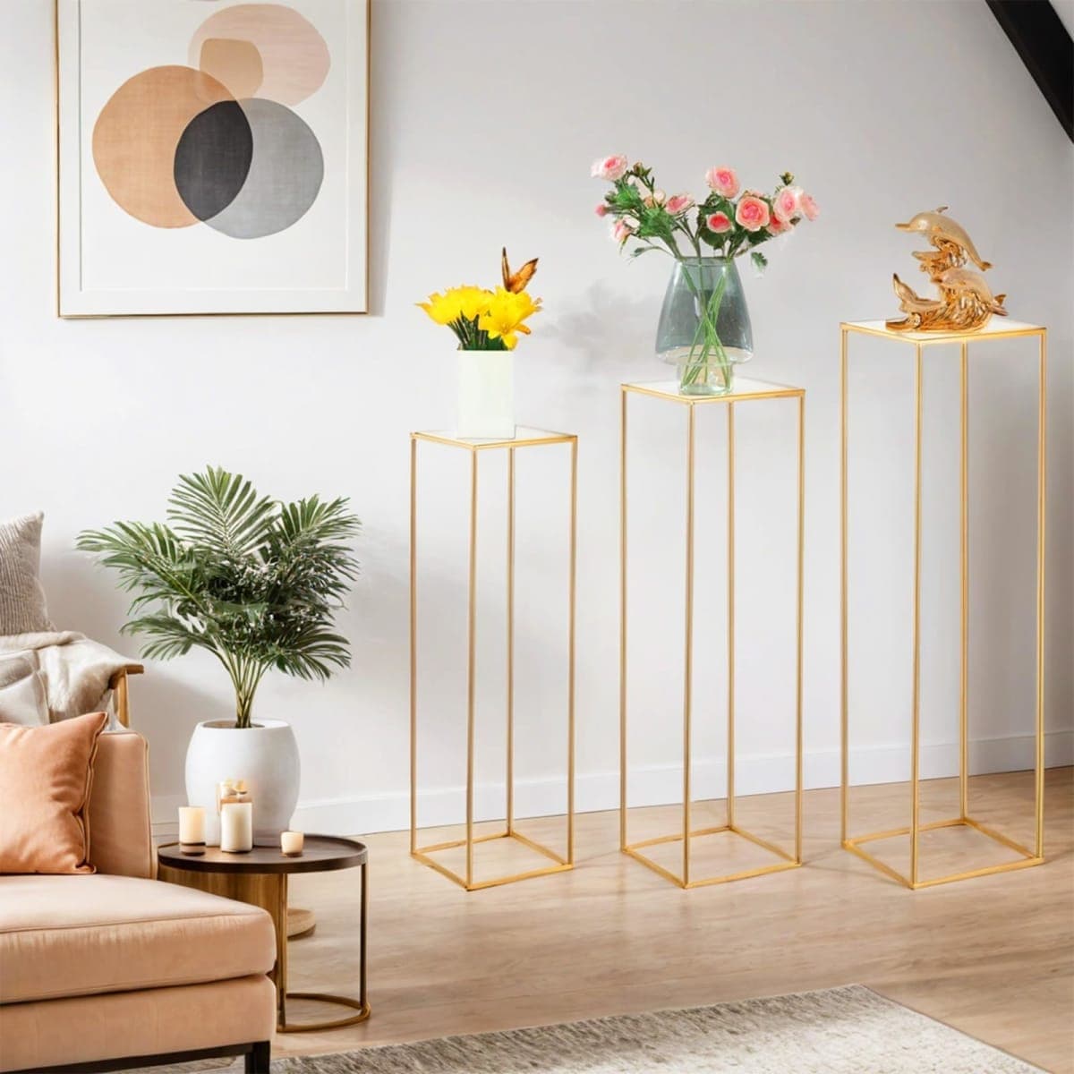 Bonastella Cylinder Stands for Party, 3PCS Square Cylinder Pedestal Stand, Cilindros Para Fiestas Cake Table Stand for Parties Cylinder Tables for Parties Round Cylinder Stands for Party thumbnail 4