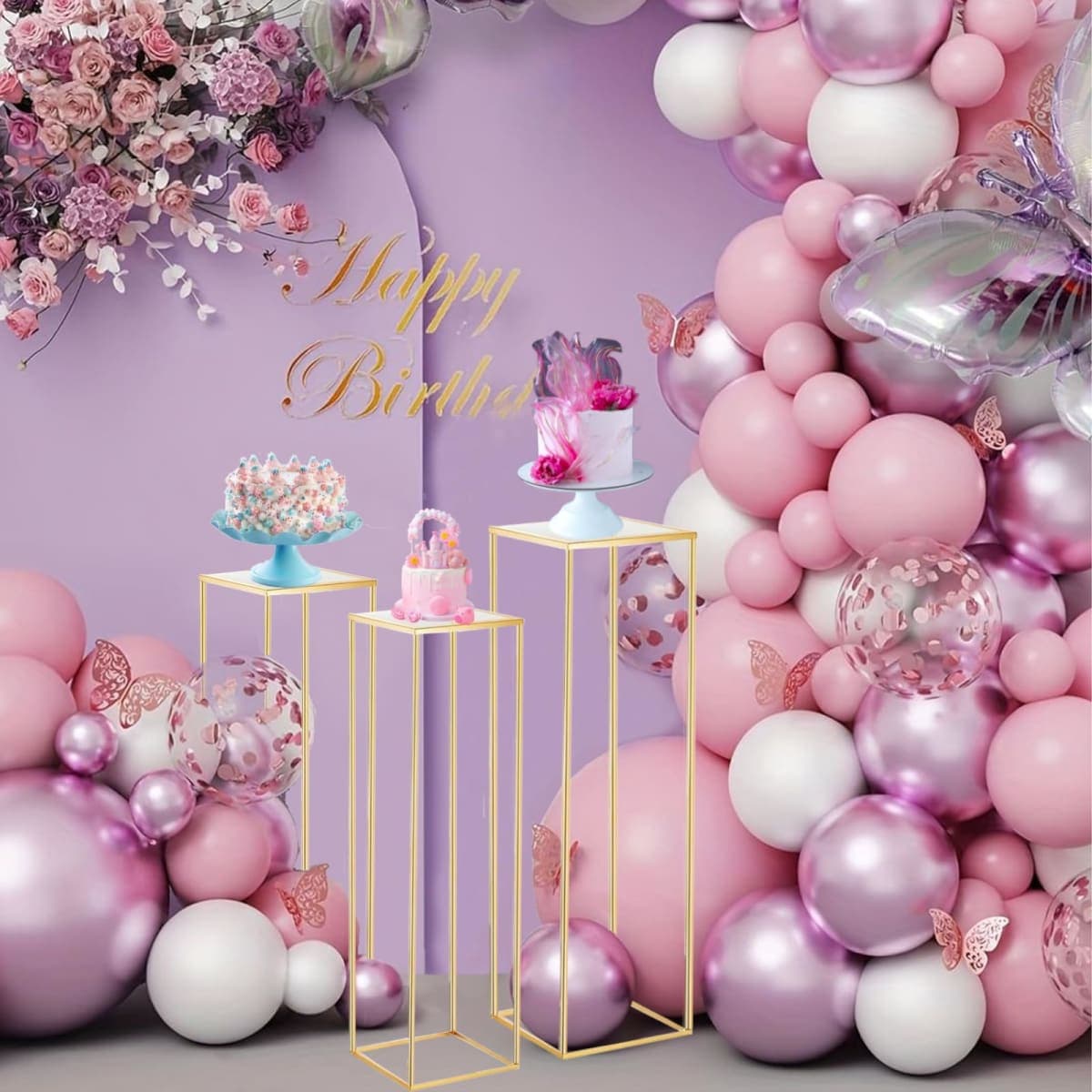 Bonastella Cylinder Stands for Party, 3PCS Square Cylinder Pedestal Stand, Cilindros Para Fiestas Cake Table Stand for Parties Cylinder Tables for Parties Round Cylinder Stands for Party thumbnail 5