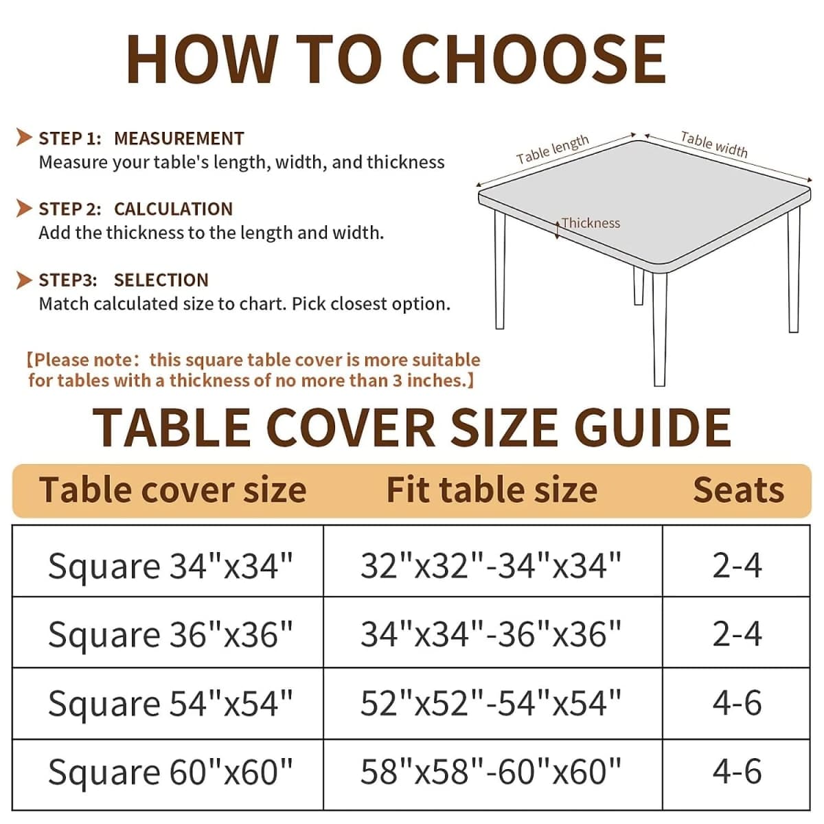 ARTSGOO Square Fitted Tablecloth with Elastic Edge Design Table Cover Waterproof Stain-Resistant Wipeable Table Cloth for Kitchen Dining Picnic Patio Outdoor Party Black Marble 36x36 Inch thumbnail 2