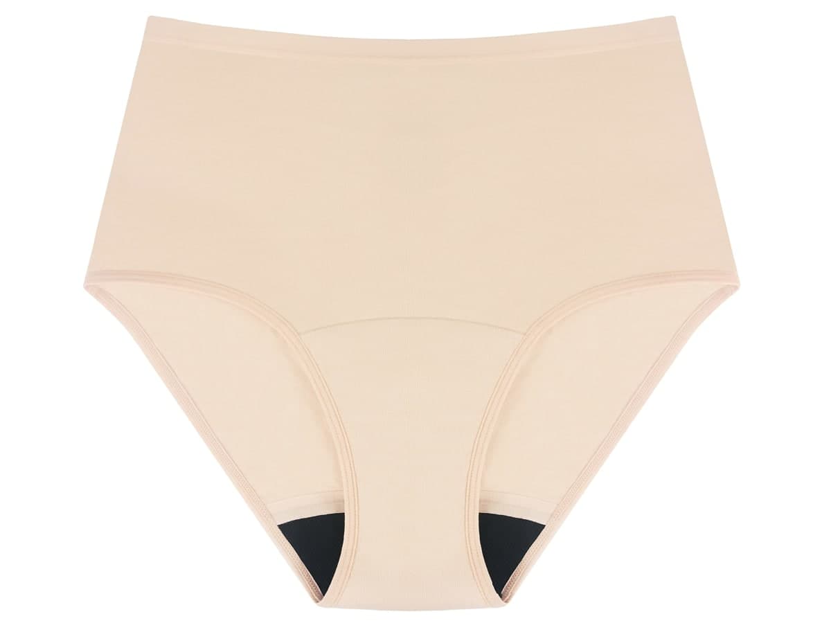 AIRCUTE Washable Urinary Incontinence Potective Underwear for Women Leak Proof Absorbent Cotton Panties 60ML 1 Pack (Beige, Medium)